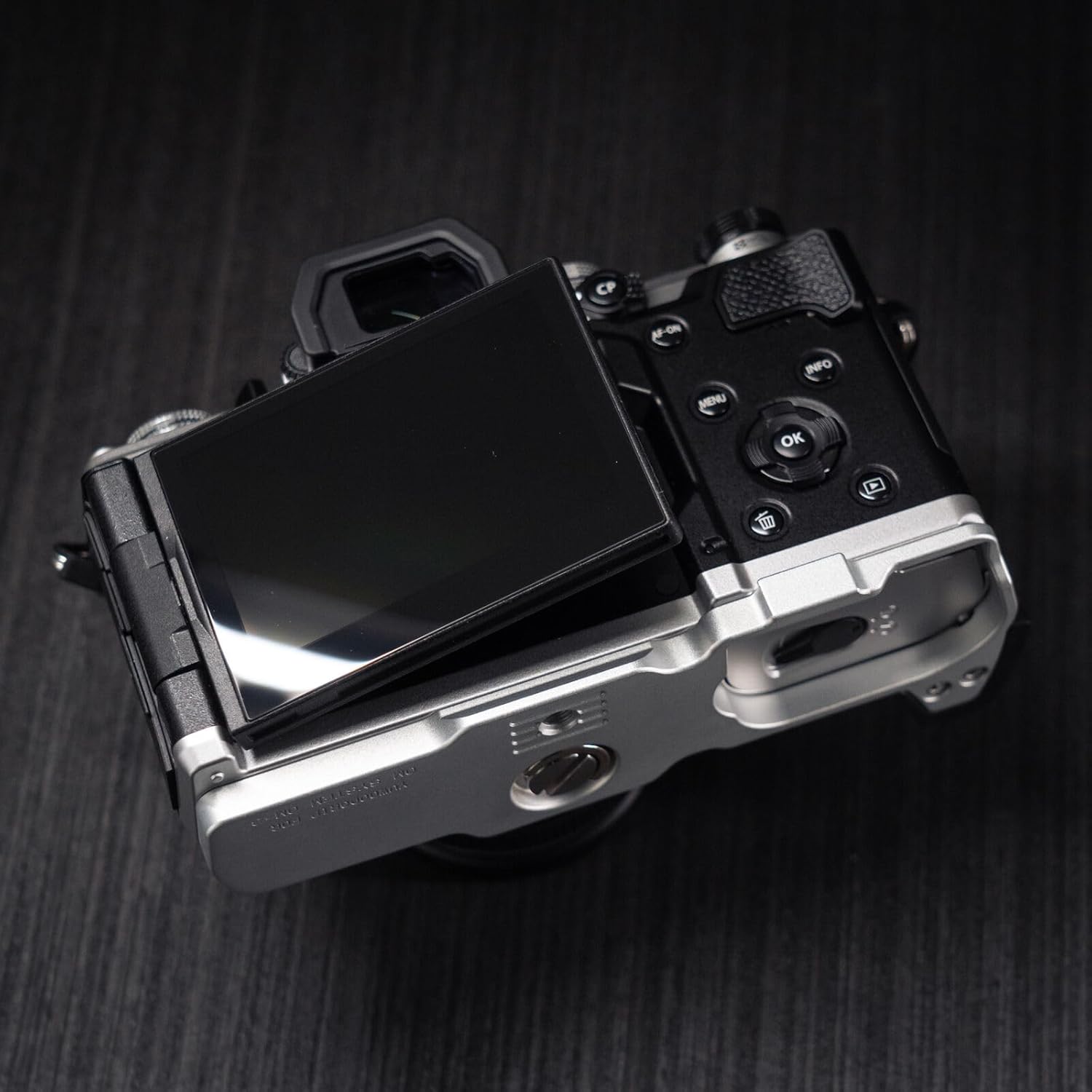 Handmade Wooden Handle Grip L Plate Alloy Base for OM System OM-3 Camera (Ebony + Silver Base)