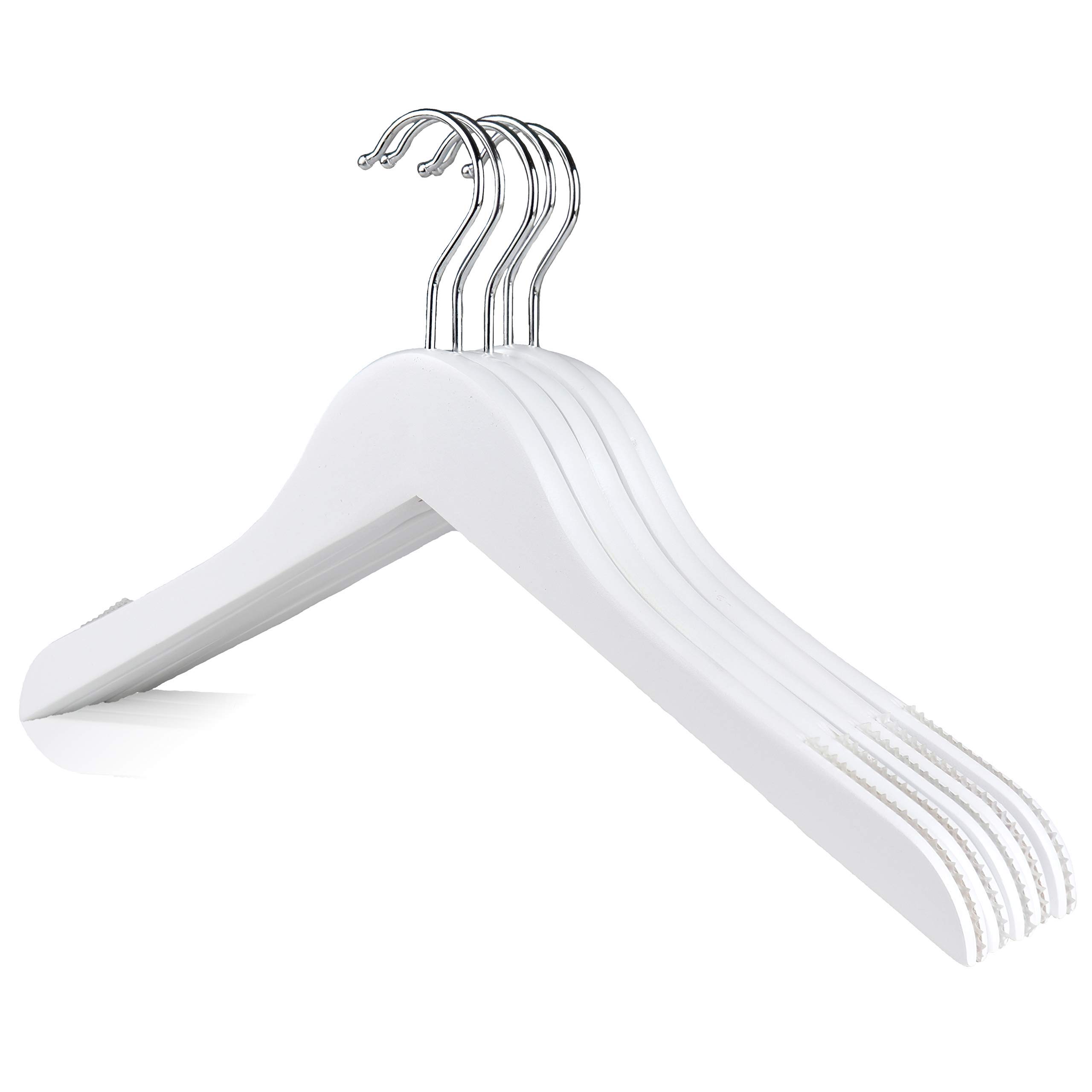 The Hanger Store Women's White 20 Wooden Coat Hangers With Non Slip Rubber Grips