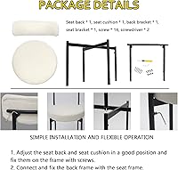 Vista 7 de Dining Chairs Set of 6 Mid-Century Modern Dining Room Chairs Curved Backrest Boucle Chairs Upholstered Kitchen Chairs with Black Metal Legs for