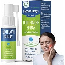 Toothache Spray for Adults Adult Tooth & Gum Care with Clove, Camphor, Mint, Peppermint and Wintergreen Oils, Rotating Spray Nozzle, 1 Pack