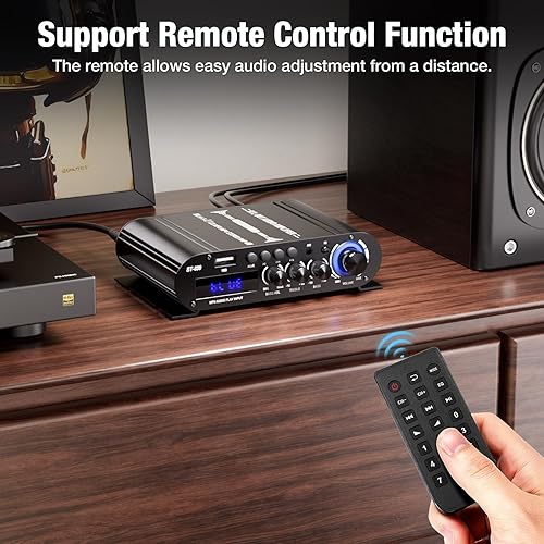 Miniatura 5 de Facmogu ST-839 2.1CH Mini amplificador estéreo Bluetooth, RMS 25Wx2+40W amplificador de potencia de salida de subwoofer, entrada USBAUXRCA Receptor