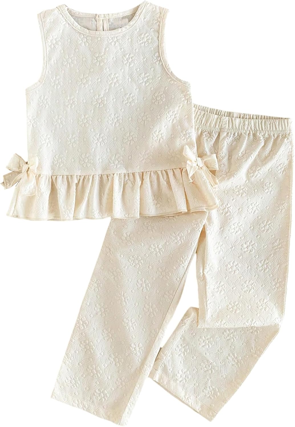 SOLY HUX Toddler Girl's Summer Clothes Ruffle Sleeveless Top and Pants 2 Piece Set Cute Outfits