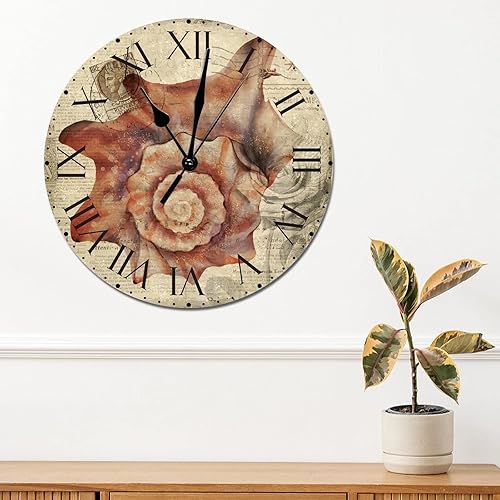 Miniatura 81 de ArogGeld Reloj de pared con diseño de estrella de mar antigua francesa, de cloruro de polivinilo, con números romanos, de 10 pulgadas, funciona