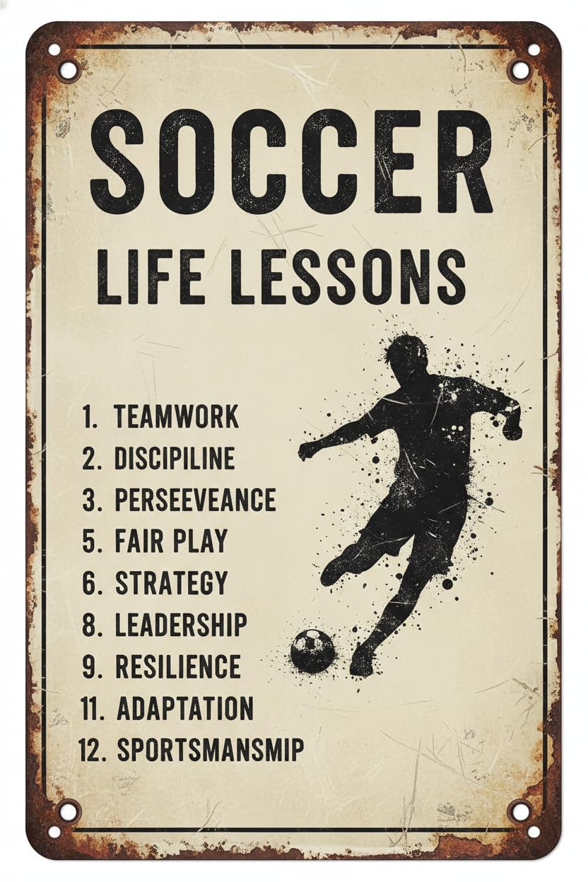 Inspirational Soccer Life Lessons Tin Sign, 8x12 Inch