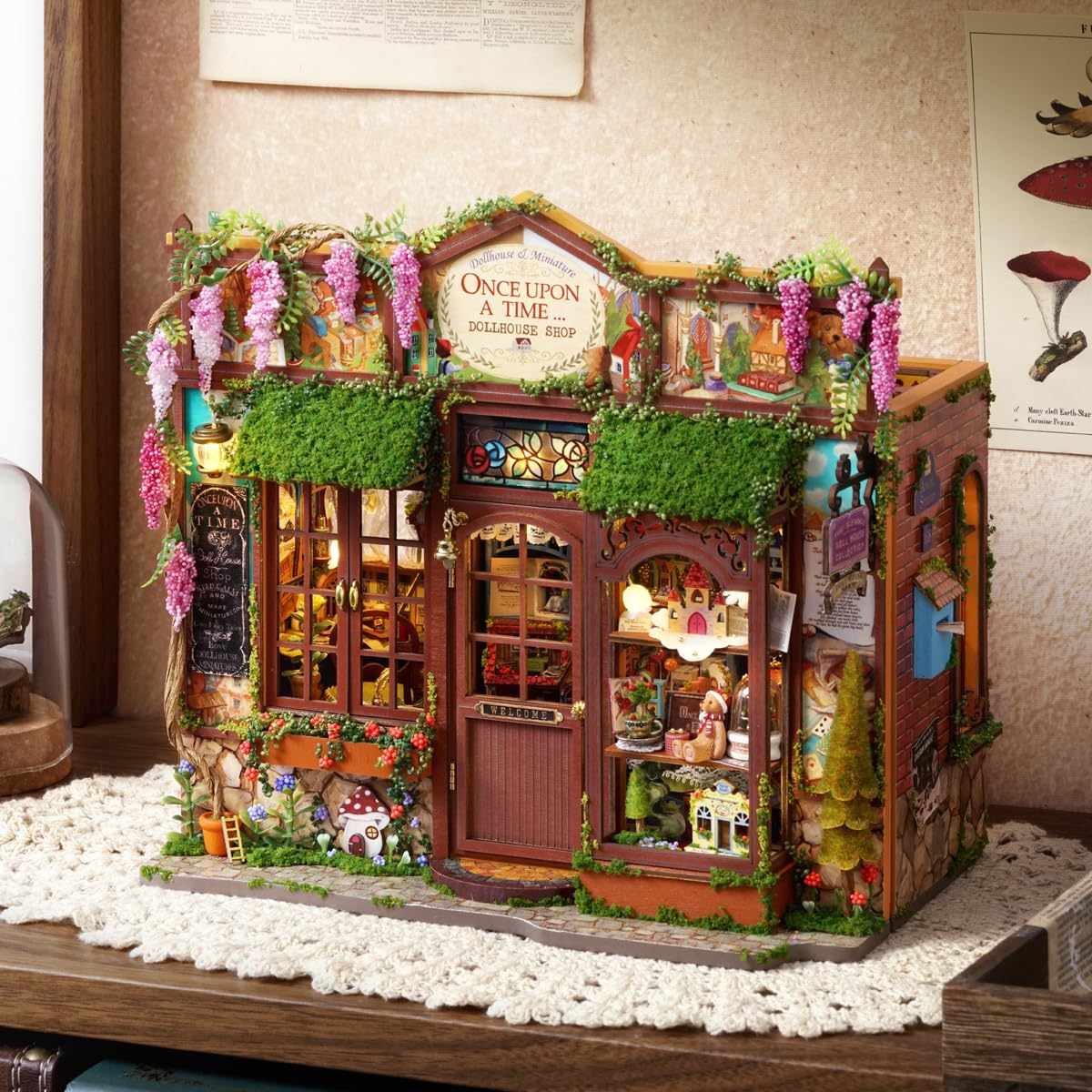 CUTEROOM DIY Miniature House Kit-Fairy Tale Kingdom, Tiny Dollhouse Wooden Furniture Kit