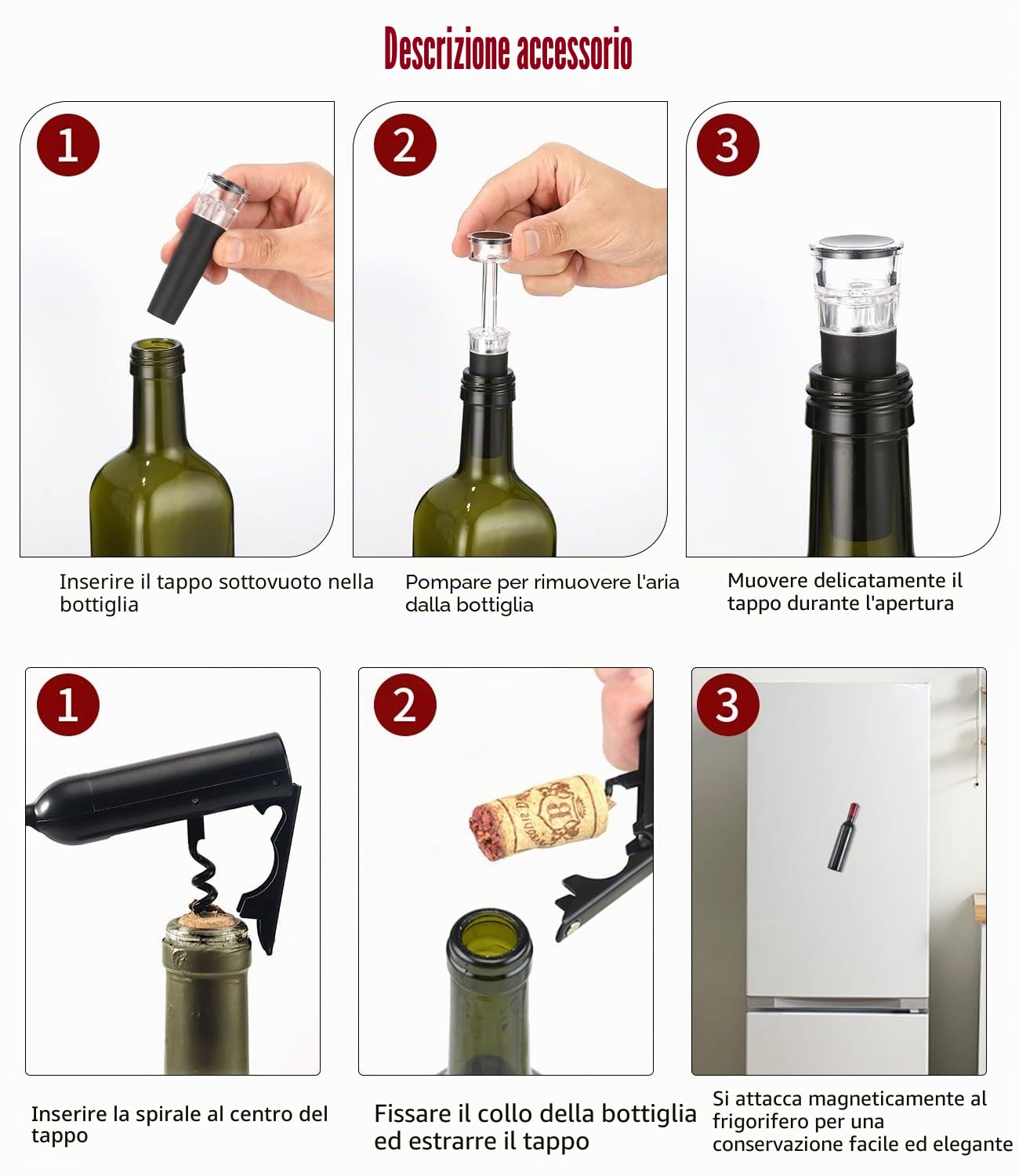 Set di Lusso Decanter per Vino, Decanter per Vino di Alta qualità con Areatore, Tappo Sottovuoto e Cavatappi Vino Elegante, Accessori Vino Perfetti per Il Gusto Migliore