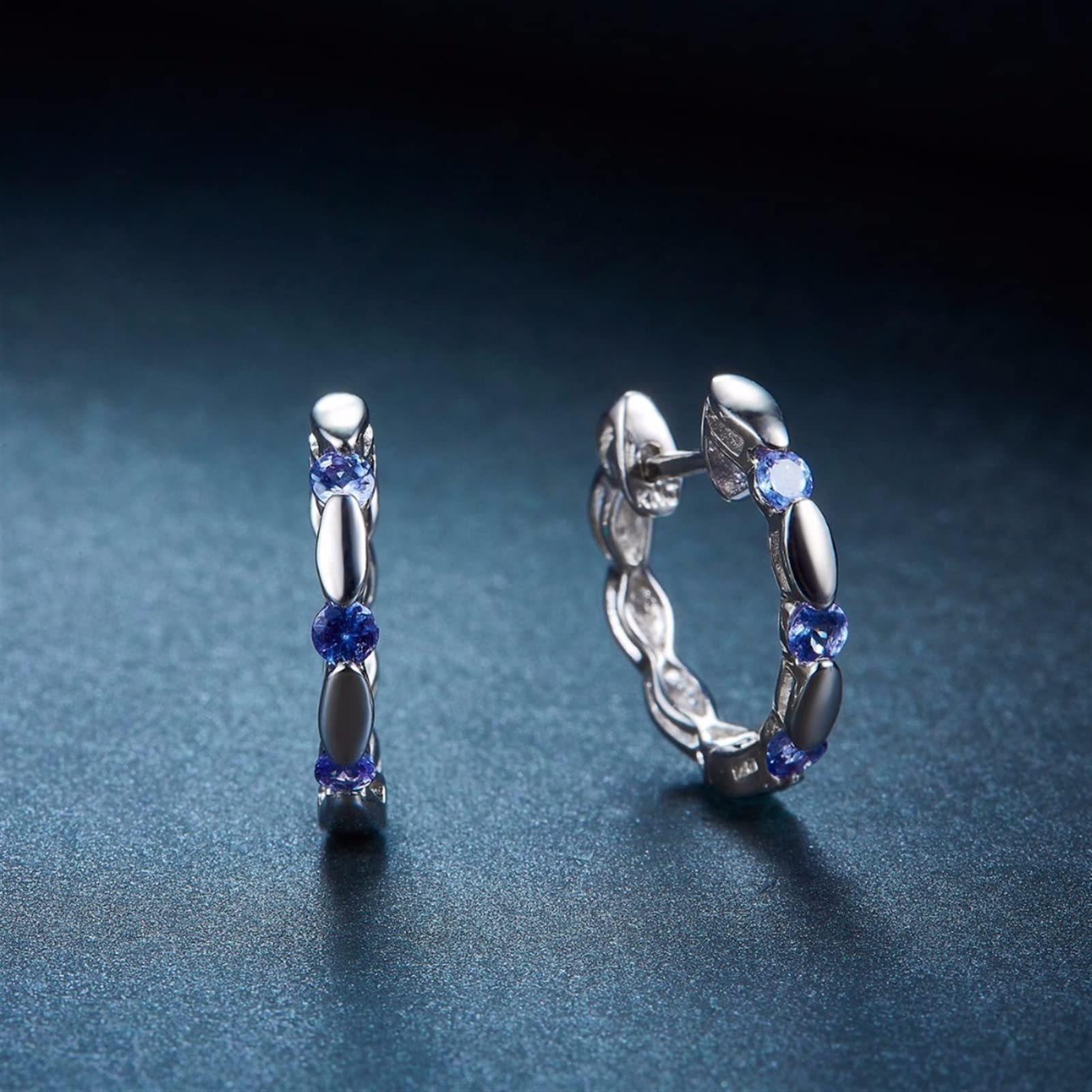 Personalisierte Ohrringe,Modeschmuck,Tansanit-Damen-Ohrstecker,Massives 925Er-Sterlingsilber,Lila Edelstein,Glänzend,Elegante Anhänger-Ohrringe