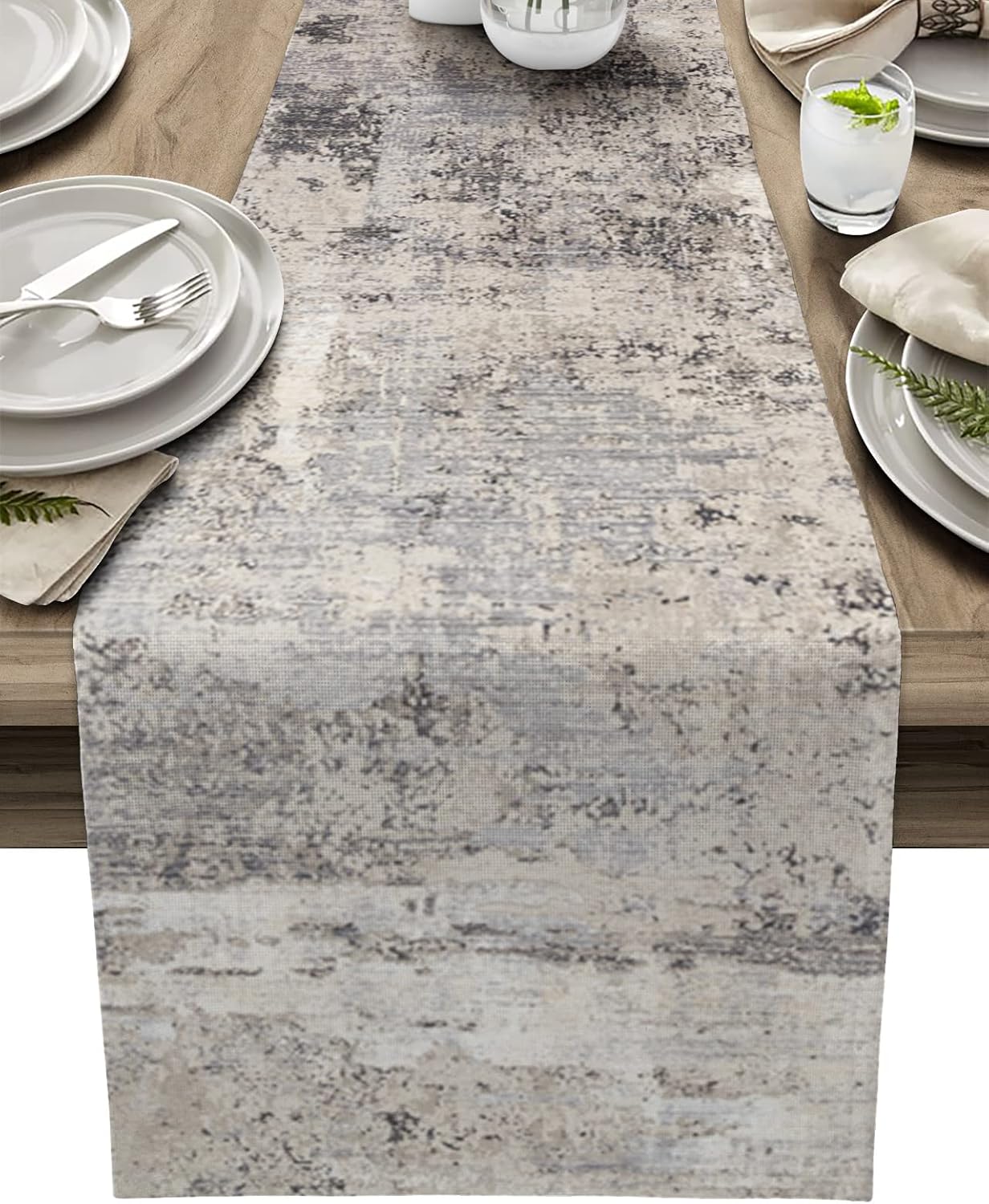 LBHAUSE Cotton Linen Table Runner Short 36 Inches, Rustic