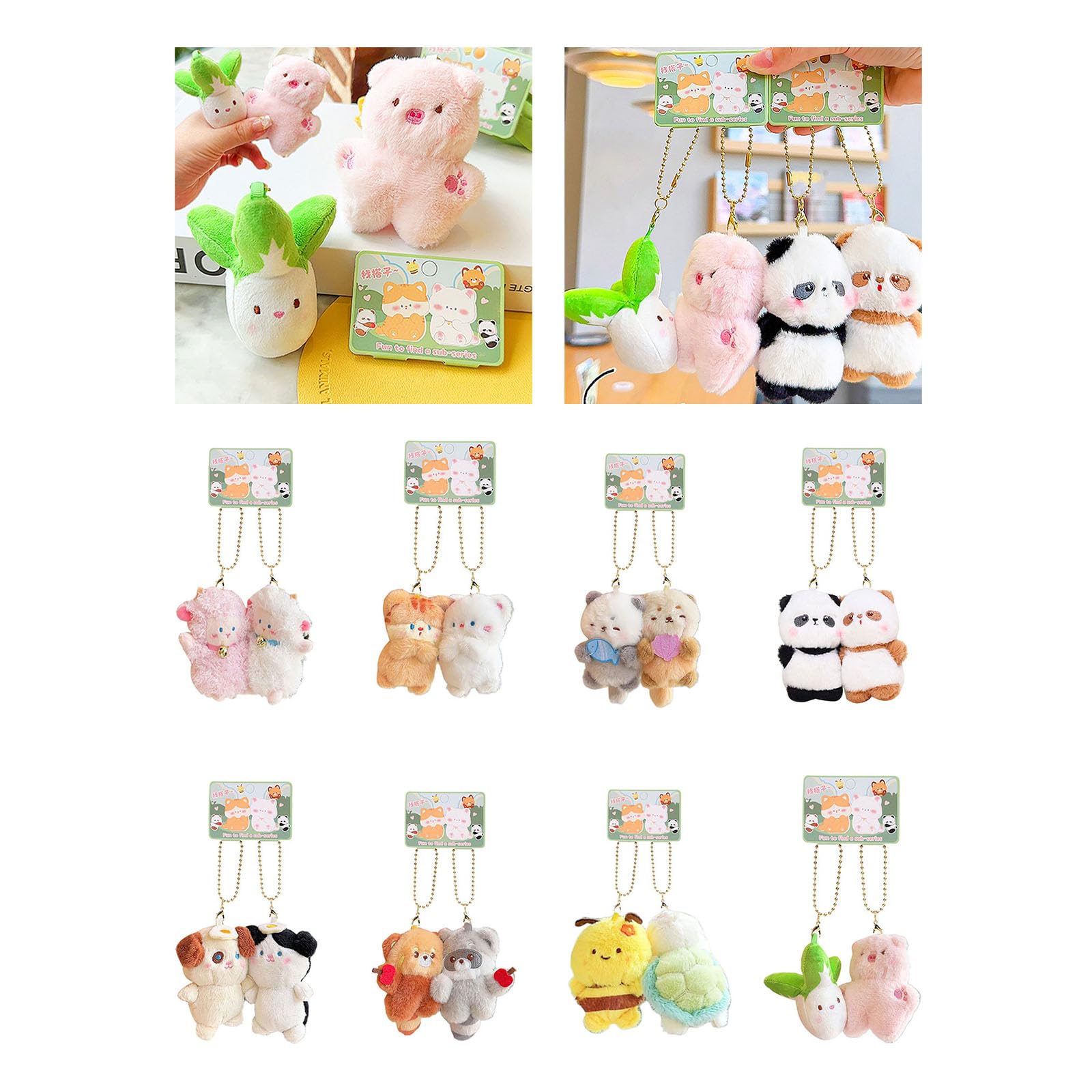 Xinsheinelry Cartoon Keychain Funny Puppy Bear Keyrings Toy Bear Christmas Gifts Birthday Party Vending Toy Supply