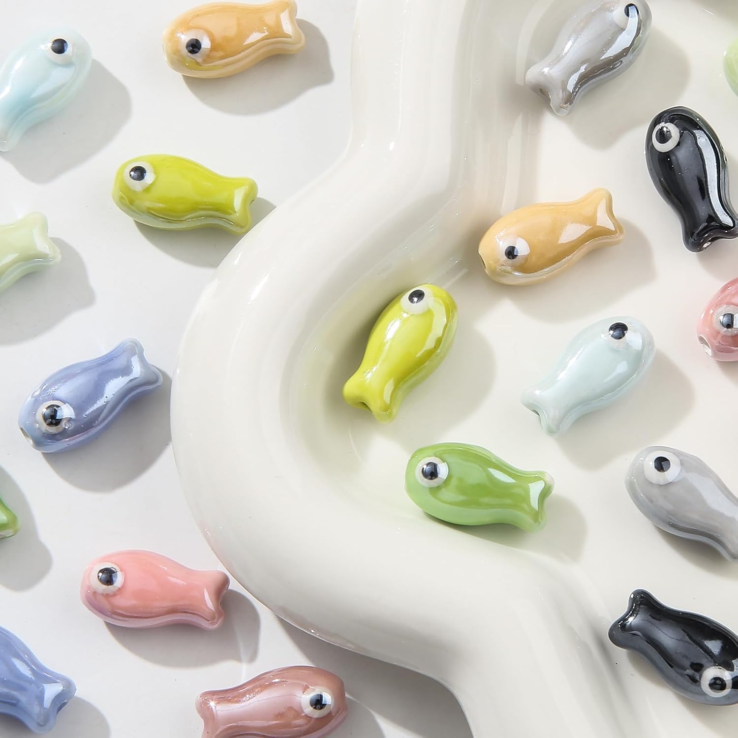 20pcs Fish Beads Ceramic Bead Animals Cute Beads for DIY Jewelry Making (Fish) - Image 8