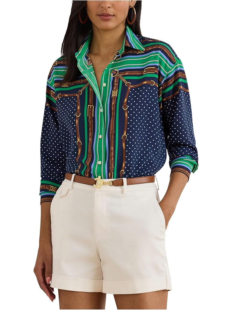 Blue Lauren Ralph Lauren Relaxed Fit Belting & Polka-Dot Shirt