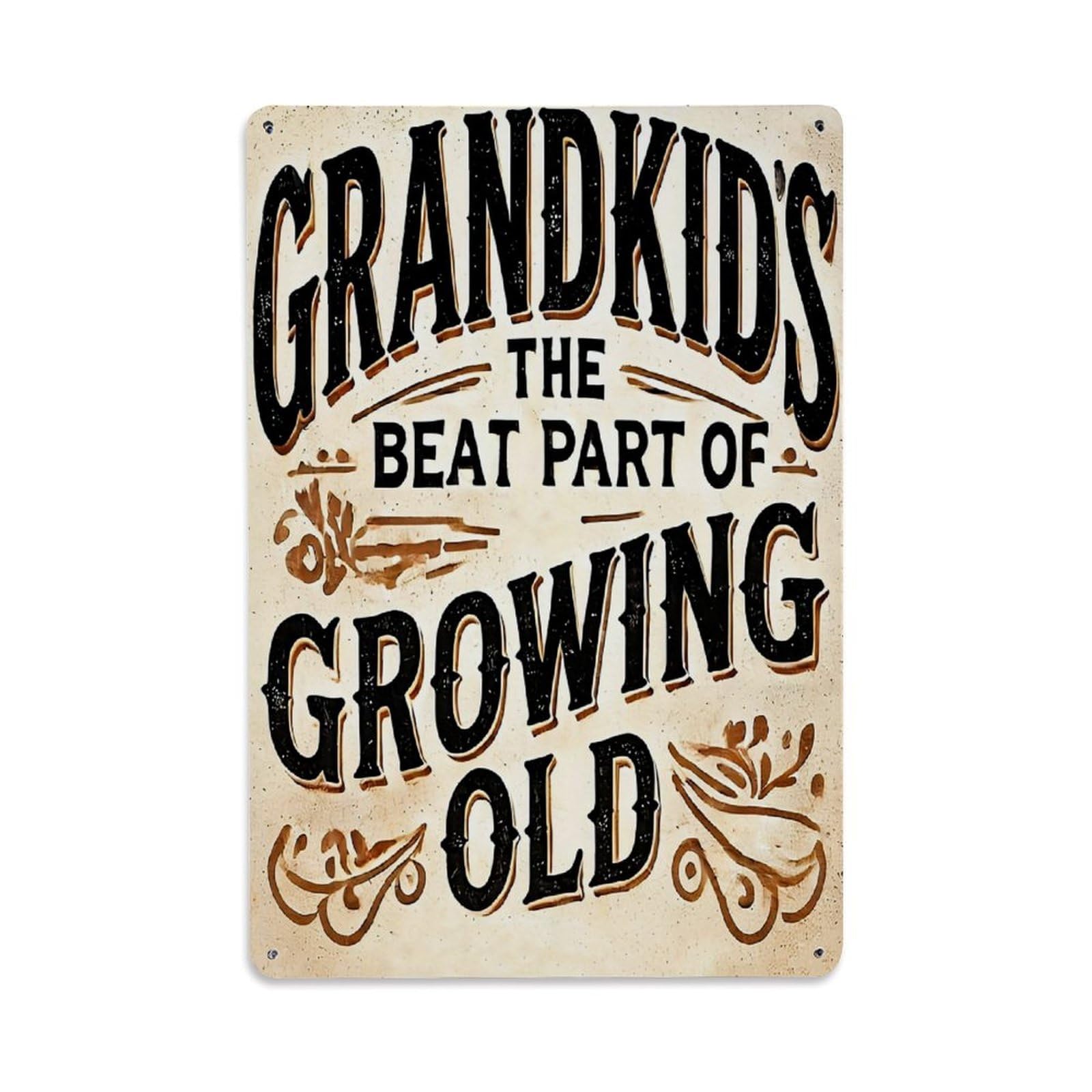 Jdfenggu Vintage Grandkid's The Beat Part Of Growing Old Retro Metal Tin Sign, Decor Art Poster For Bar, Home, Man Cave, Kitchen, Laundry Room Gift 8X12inch