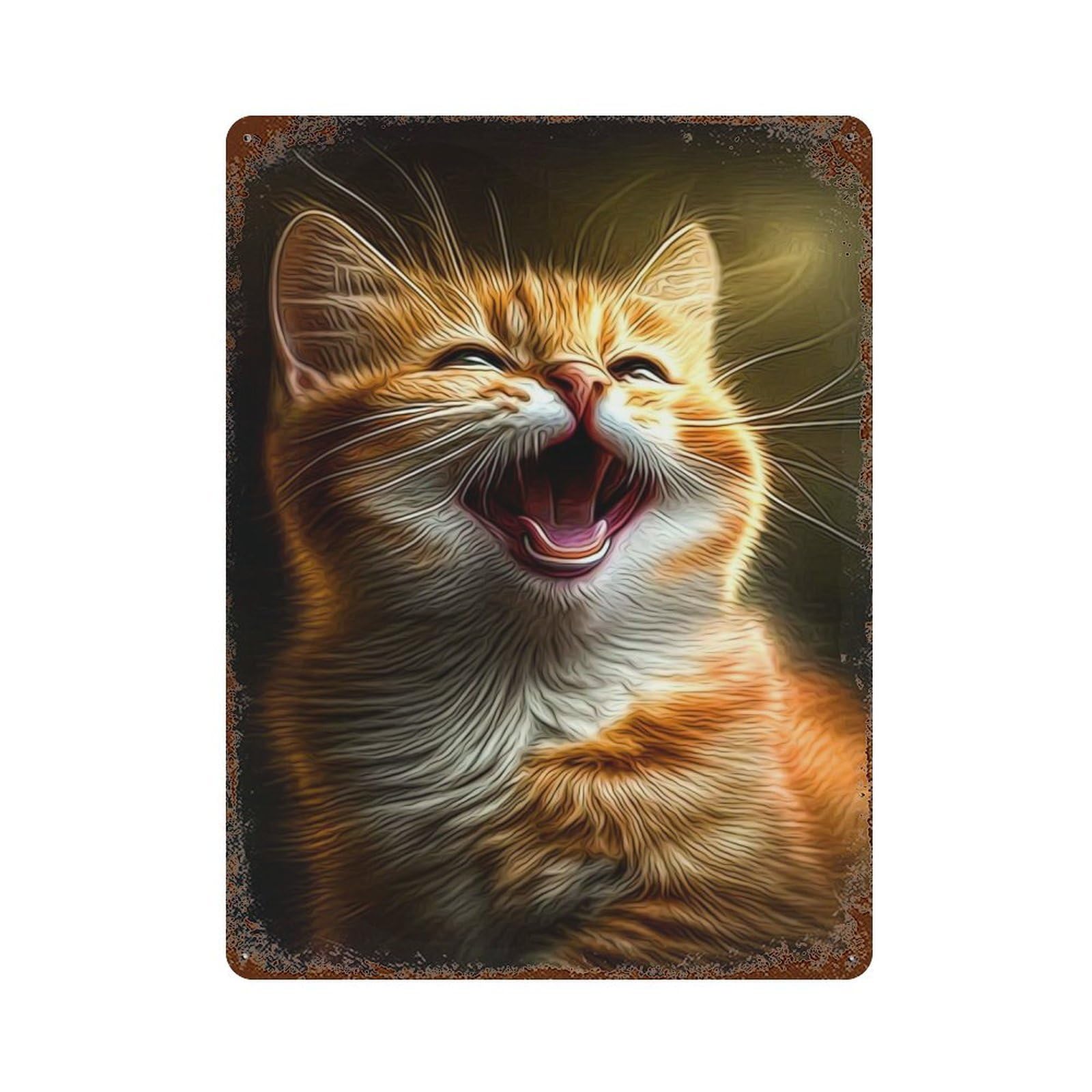 Garage Style Cat Rusty Metal Tin Sign 15.7"x11.8", Farmhouse Wall Decor for Bar And Workshop