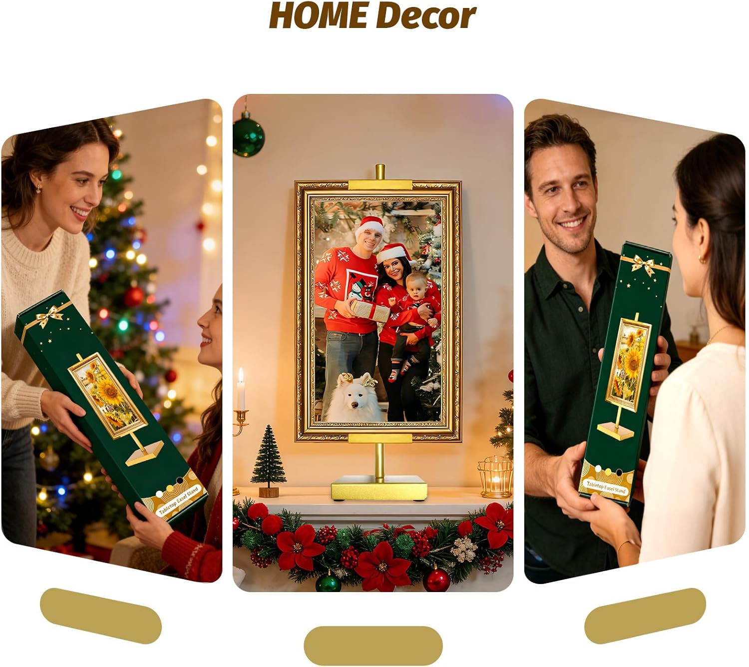 1 Pack Adjustable Tabletop Easel Stand for Picture Frames, Metal Picture Stands for Display, Picture Frame Stand for Art Photo Signs, Table Picture Frame Holder Stand（29.5 Inch Gold）