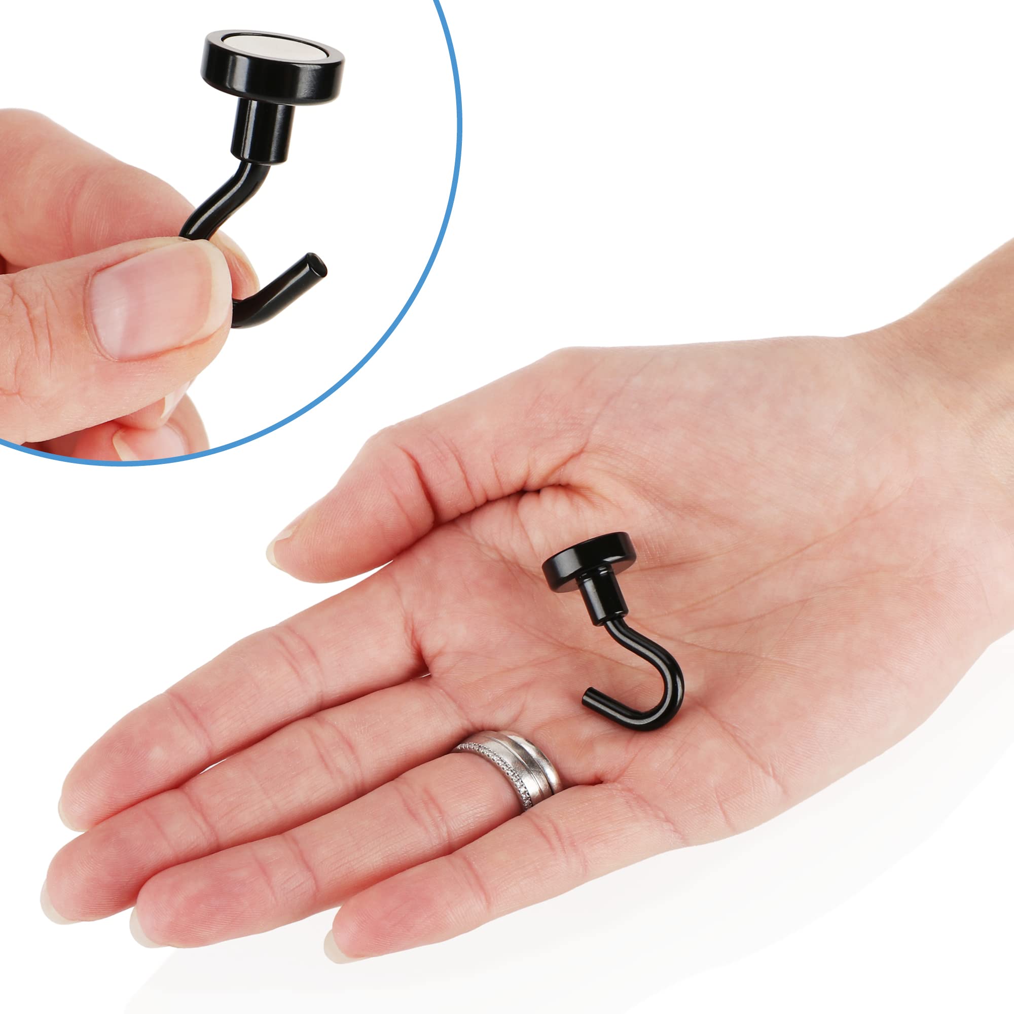 6 Ganci magnetici - potenti magneti per la casa e L'Ufficio - capacità di carico Fino a 8 kg - calamita per Frigorifero - aiutante Quotidiano - calamita (6 Pezzi - Nero)