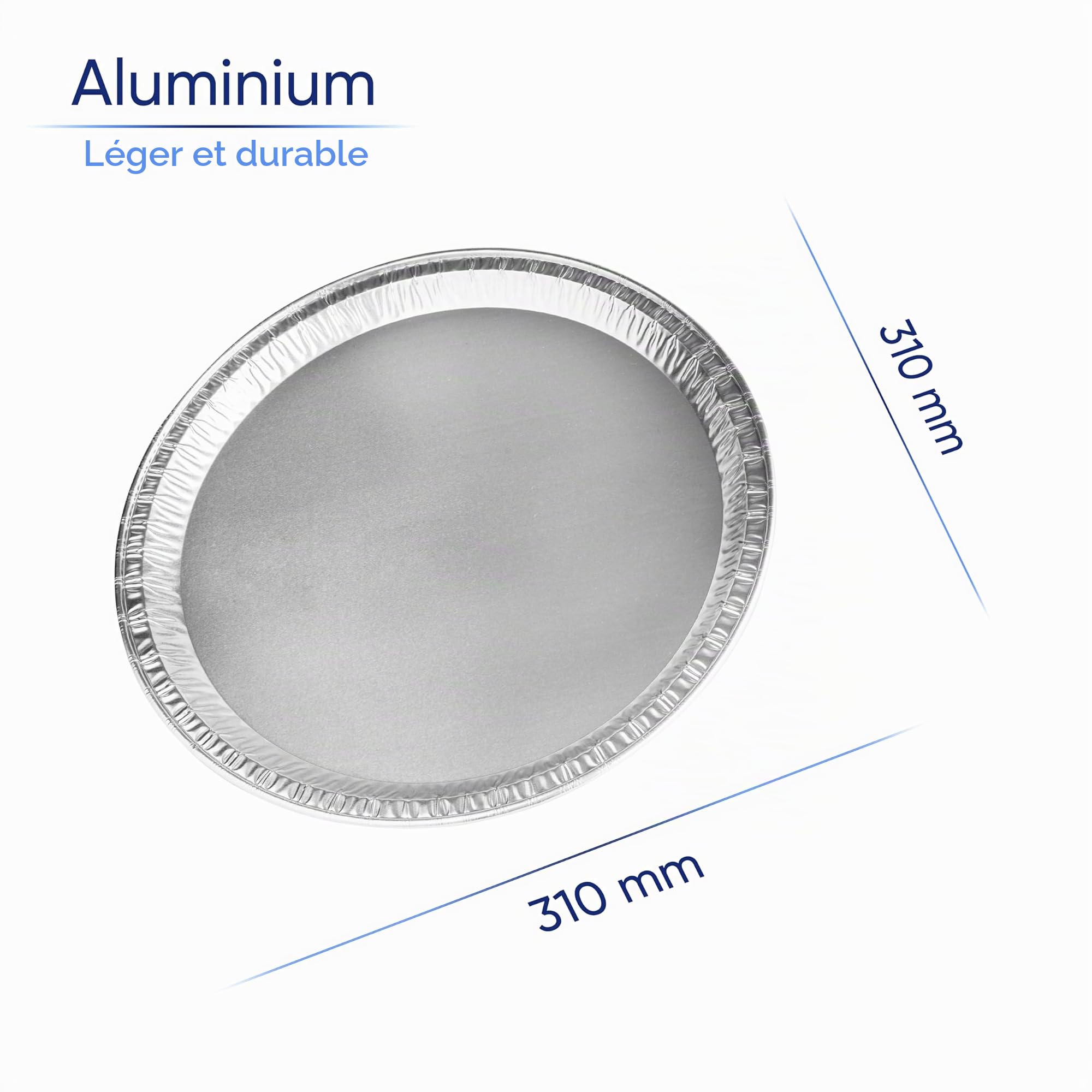 Coppice – 20 Plateaux Ronds en Aluminium Argenté Ø31 cm – Jetables, Recyclables et Réutilisables – Idéals pour Fêtes, Buffets et Réceptions