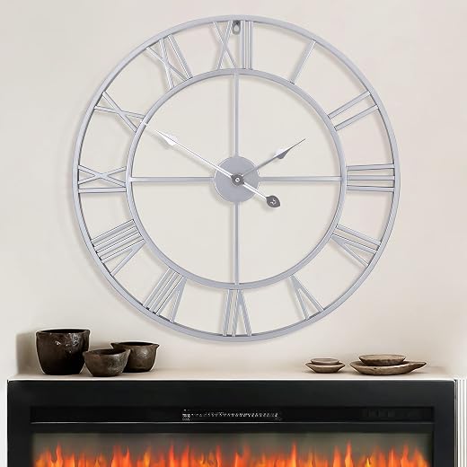 LEIKE 32 Large Modern Wall Clocks,Vintage,Round,Nearly Silent,Little Ticking,Battery