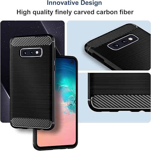Miniatura 3 de Qiinogow Funda compatible con Samsung Galaxy S10e, funda delgada para teléfono con absorción de golpes, funda protectora de goma TPU de fibra de