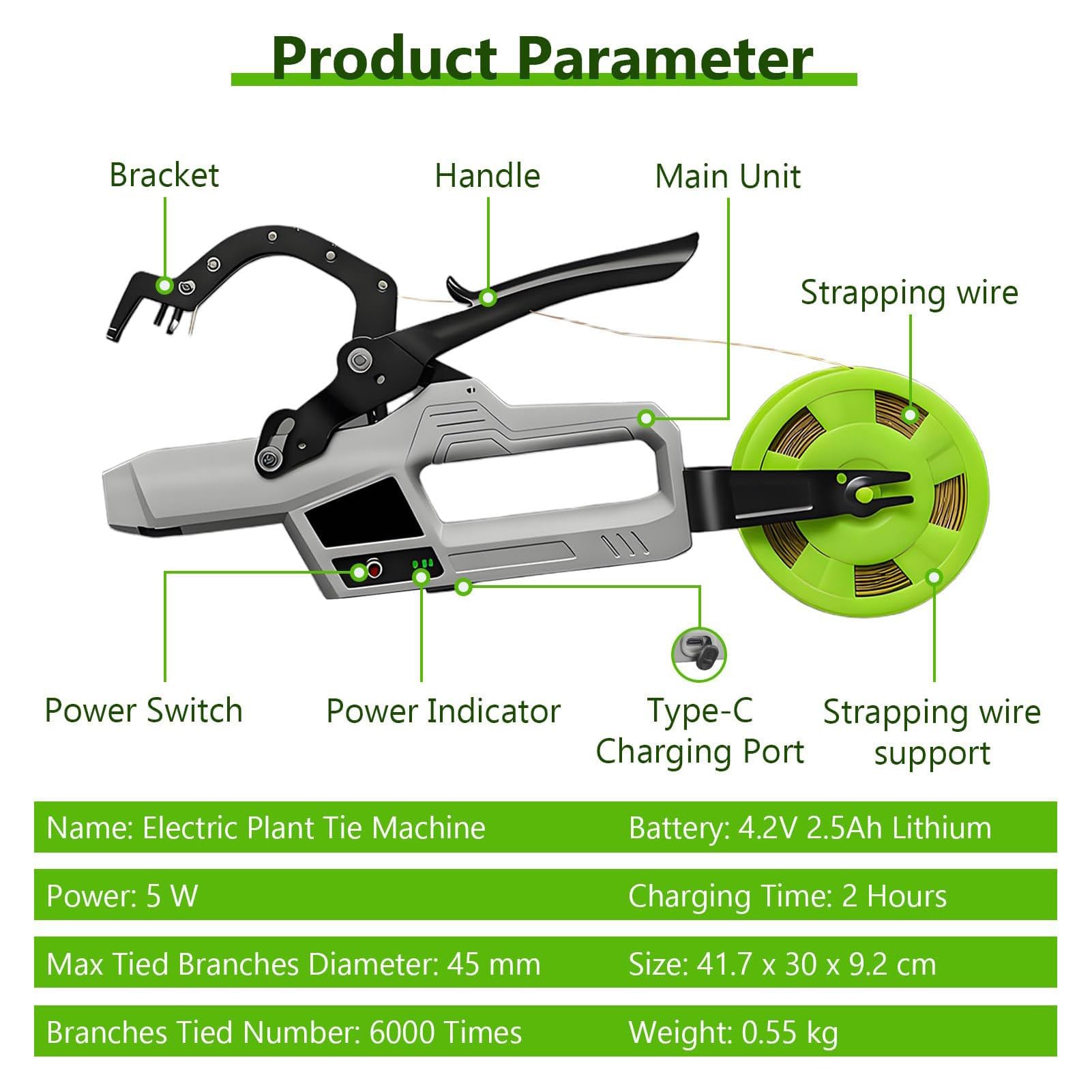 Máquina automática de atado de plantas, herramienta eléctrica de atado de ramas para jardinería, uvas y tomates