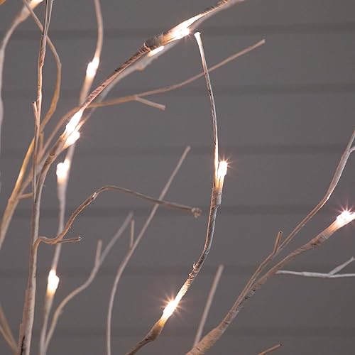 Miniatura 4 de Nearly Natural Árbol de abedul blanco artificial preiluminado de 4 pies con luces LED, 51 LED blancos para decoración interior del hogar, árbol de