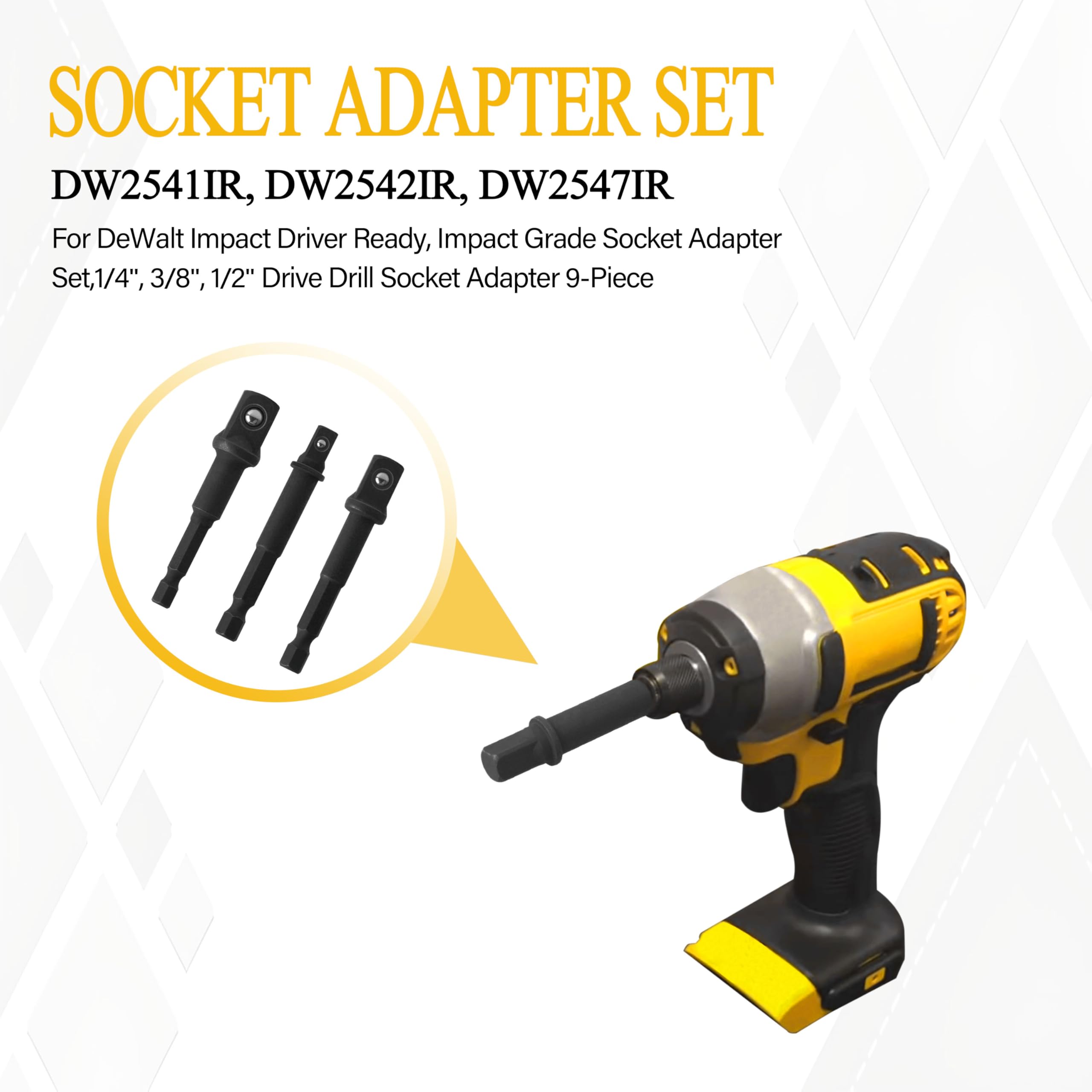 2 Pack DeWalt Socket Adapter Set - 1/4, 3/8, 1/2 Inch Impact Driver Adapters