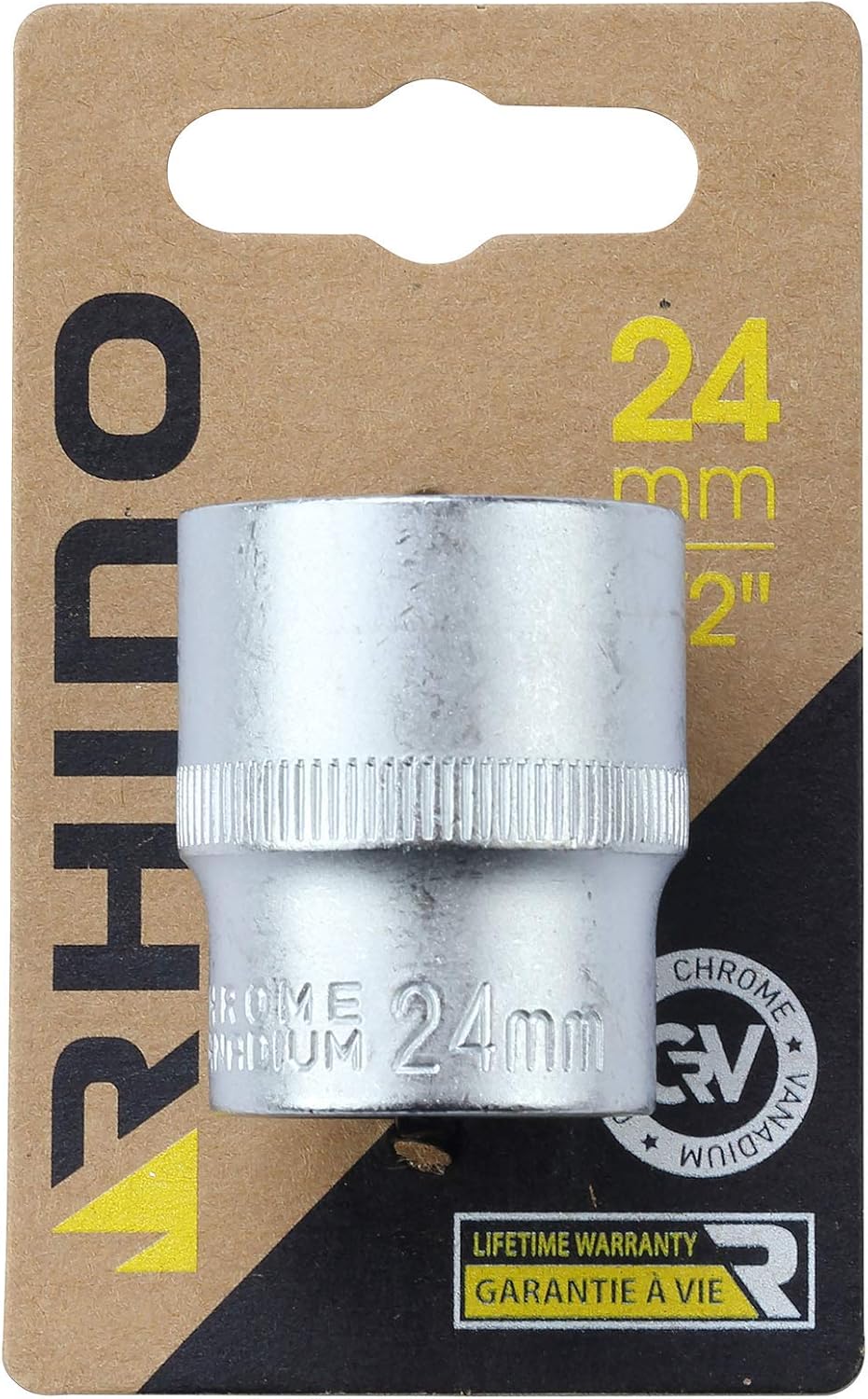 RHINO - Socket sets - Hex socket, short metric - 6 point - Diameter 24 mm - 1/2" square drive - High quality (Chrome Vanadium) - Lifetime warranty - Multiple sizes available