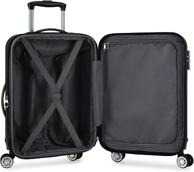 Elite Luggage Expandable Hardside Spinner Luggage,TSA Lock, Black, 3-Piece
