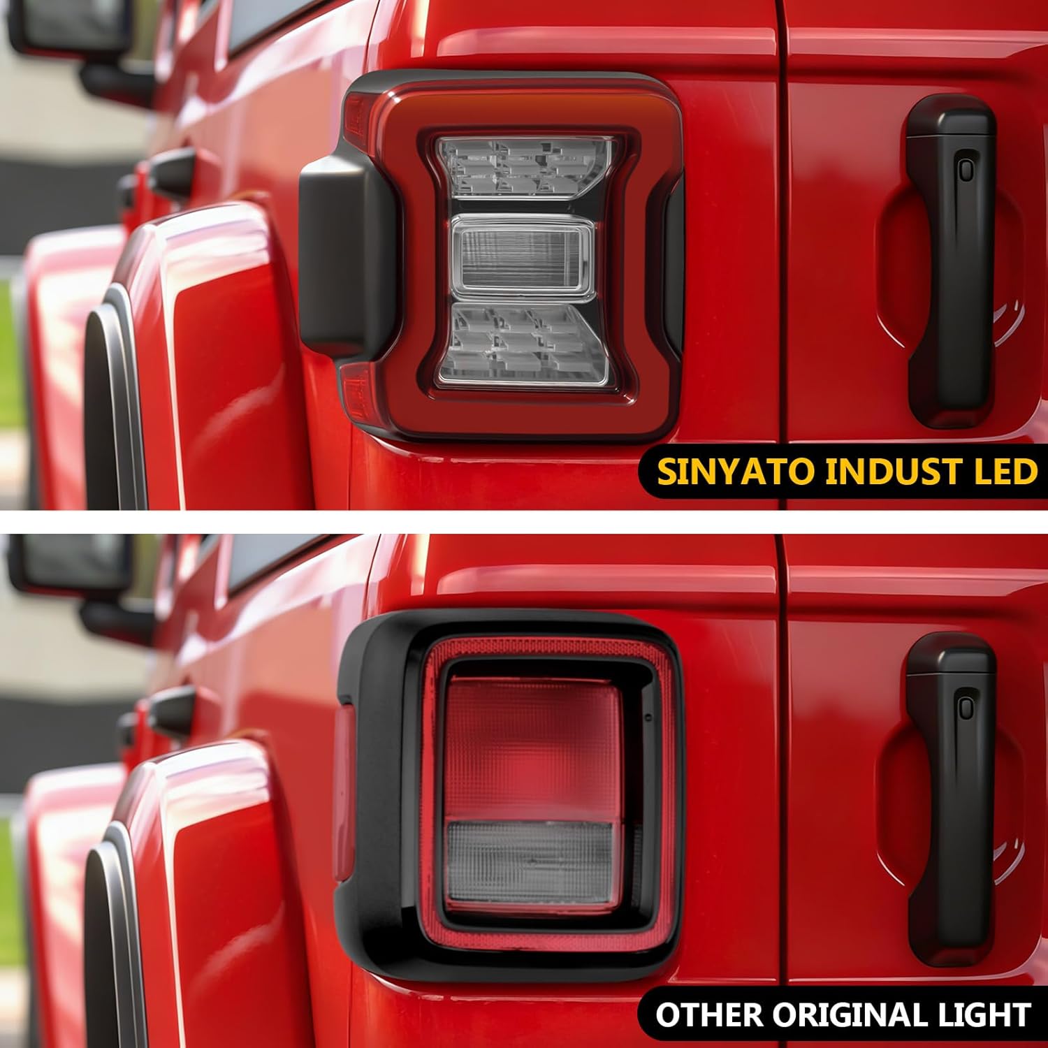 SINYATO LED Tail Lights for Jeep Wrangler JK & JKU 2018-2023, Smoked Lens Red Clear Lens Replacement Assembly, Brake Stop Turn Reverse Lights, Plug and Play Upgrade from Halogen (Clear Lens)
