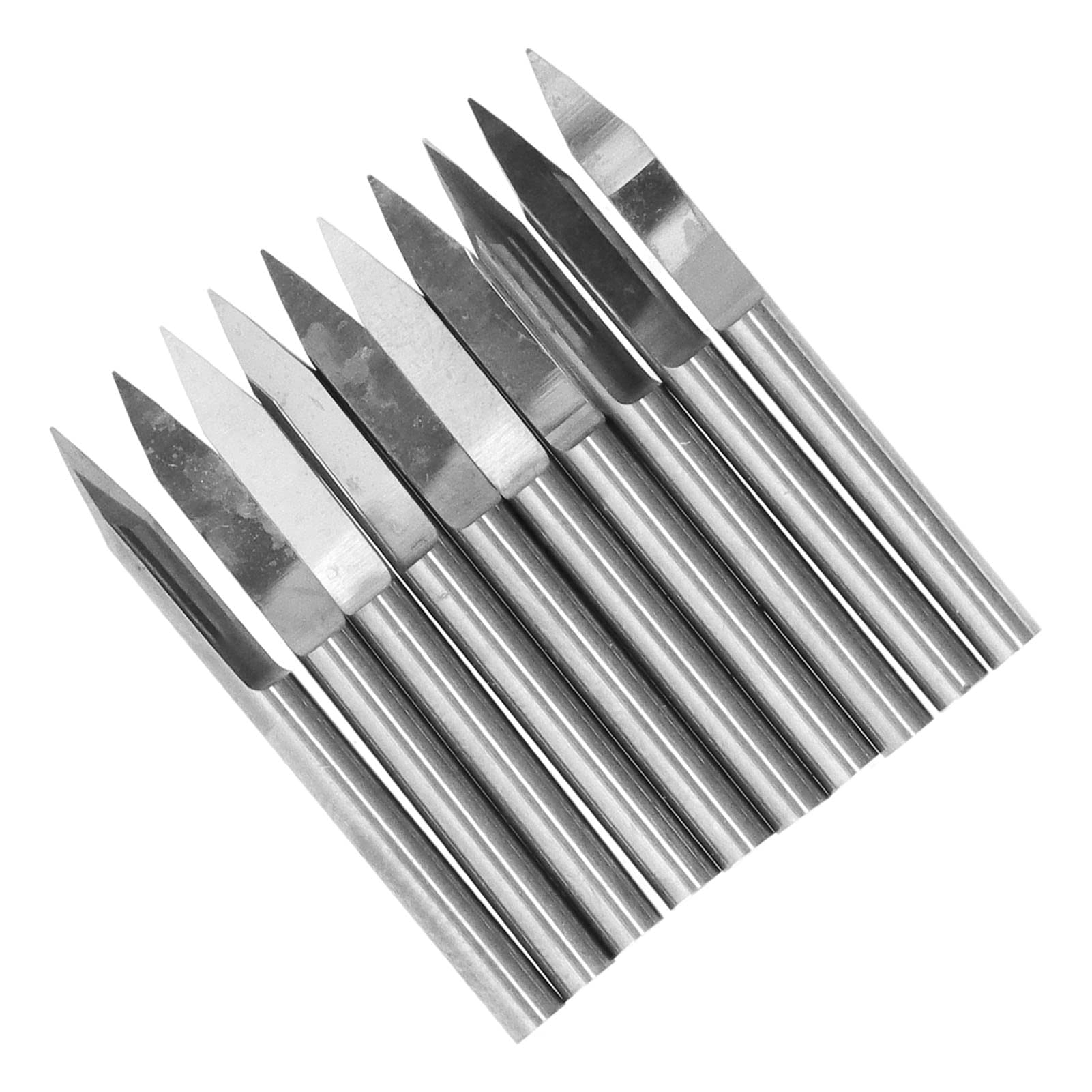 Brocas de grabado de acero de tungsteno, duraderas, alta dureza, resistencia al desgaste, enrutador CNC, brocas en V para plástico, madera y fibra de vidrio, 10 Uds. (0,1 mm)