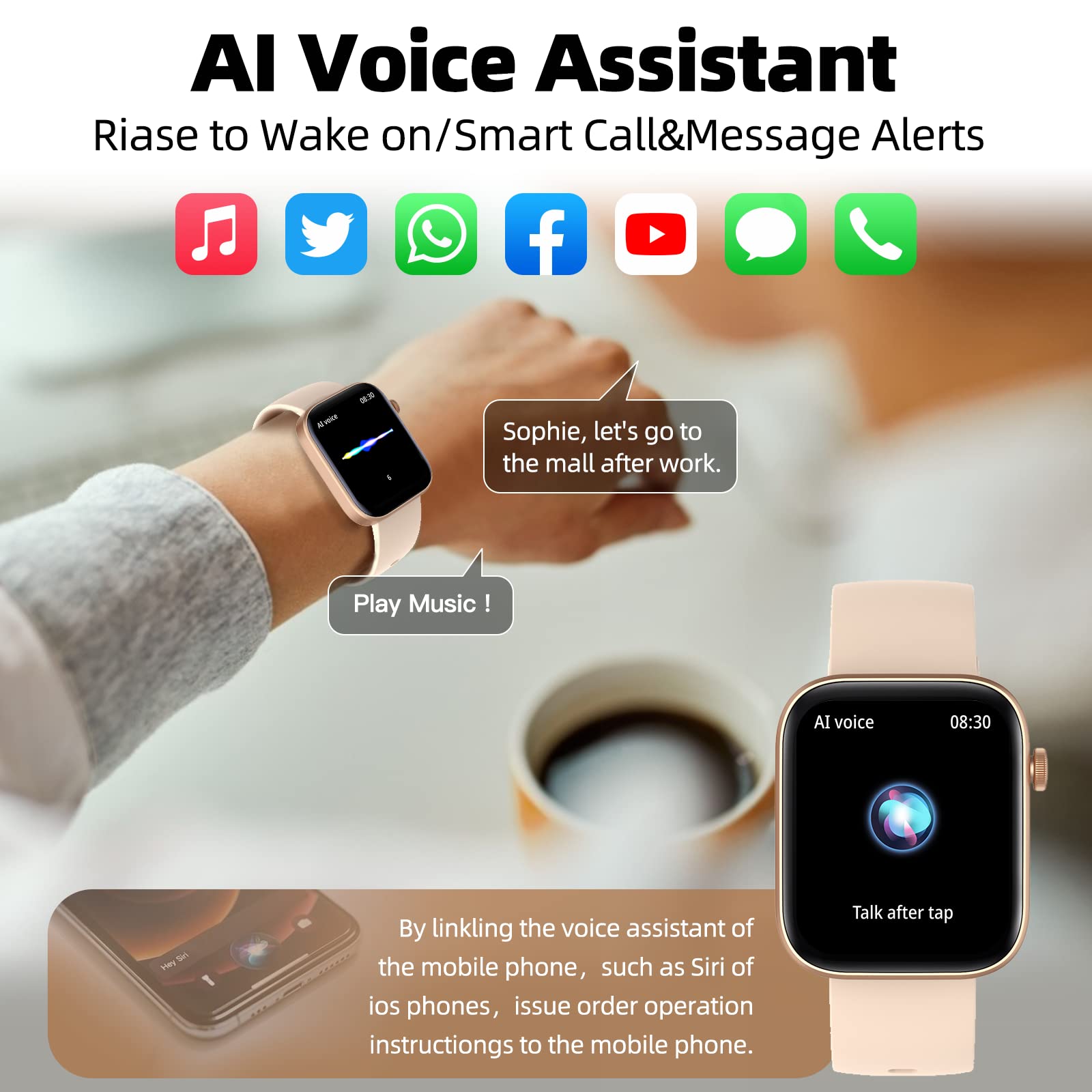 FirYawee Smart Watch (Answer/Make Call) for Women Men Fitness Tracker 1.9" Touch Screen Smartwatch Fitness Watch 108 Sports IP68 Waterproof - Image 3