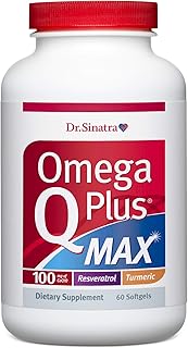 Dr. Sinatra Omega Q Plus MAX - Omega 3 (DHA/EPA), CoQ10, Resveratrol, Turmeric - Advanced Heart Health and Healthy Aging Support - 60 Softgels (30-Day Supply)