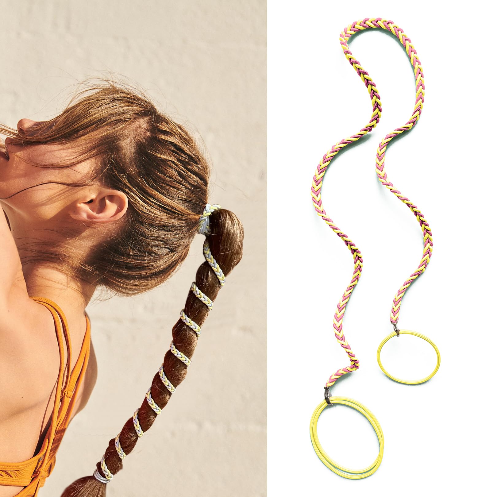 Thick Hair Ties for Women, 25" Elastic No Tangle Spiral Hair Ties Damage-Free Pony Tail Holders Wrap for Thick Long Hair Motorcycle Hair Accessories