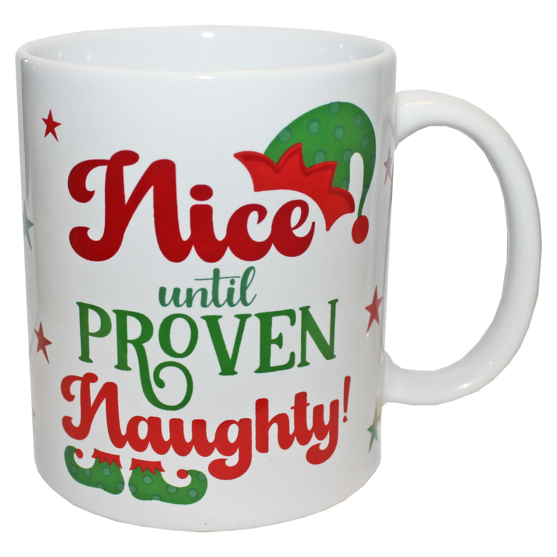 Widdle Gifts Christmas Mug Ceramic Tea Coffee Hot Chocolate Novelty Christmas Mug (Nice Until Proven Naughty 8919)