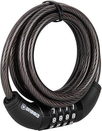 Miniatura 8 de BRINKS Cable de bloqueo de bicicleta resistente para exteriores de 6 pies, grueso, diseño antirrobo, combinación de 4 diales reiniciable,