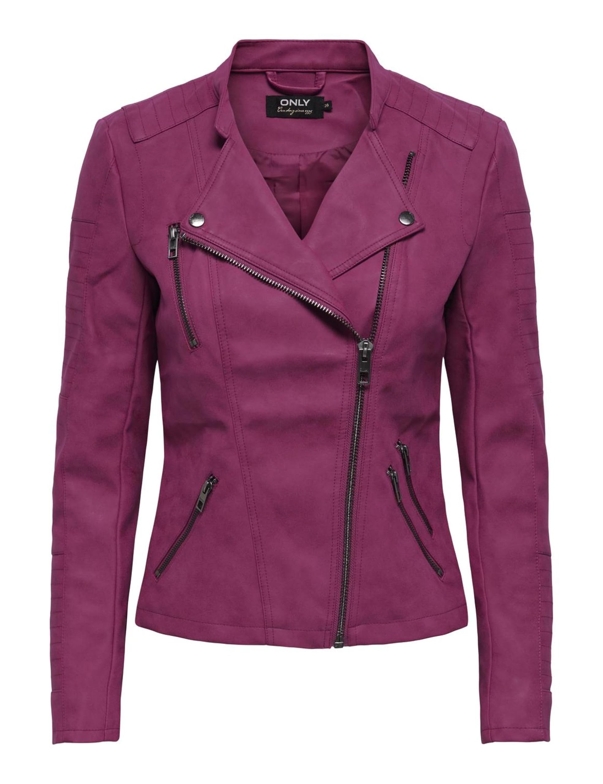 ONLY Women's Onlava Faux Leather Biker OTW Noos Jacket, Cerise, 6
