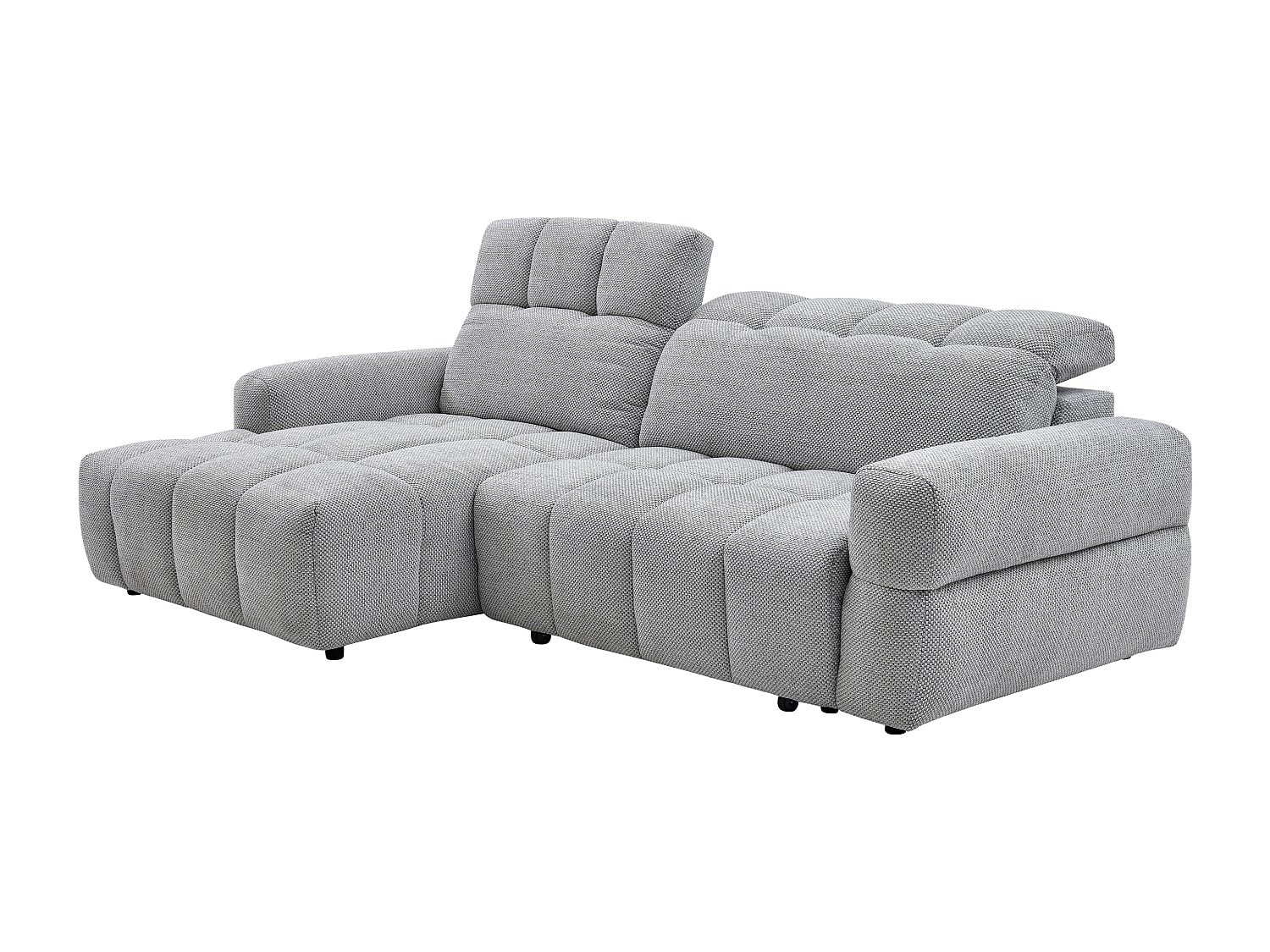 Vente-unique - Canapé d'angle Gauche Relax avec Assise coulissante électrique en Tissu Gris CARIALA