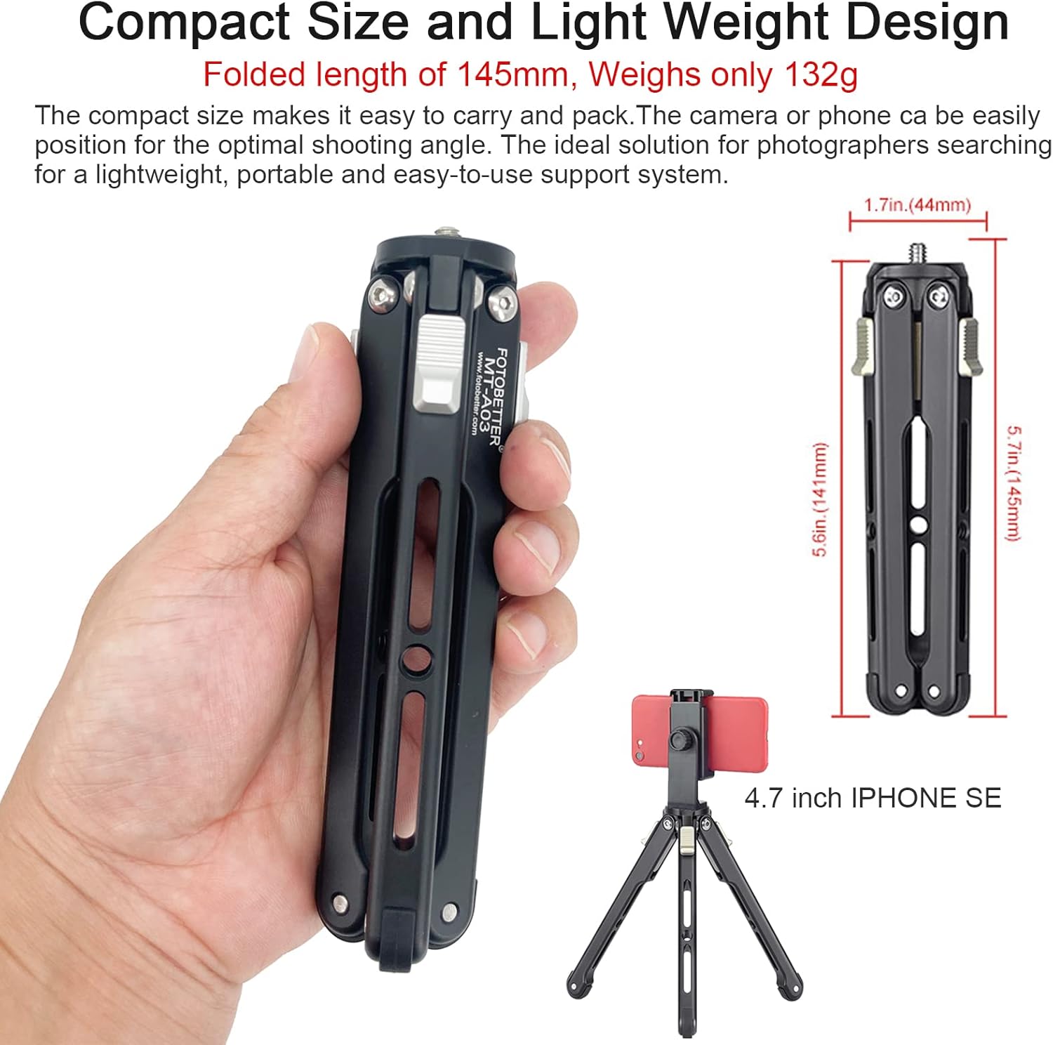 FOTOBETTER Mini Tabletop Tripod for Camera, iphone, cam, Compact