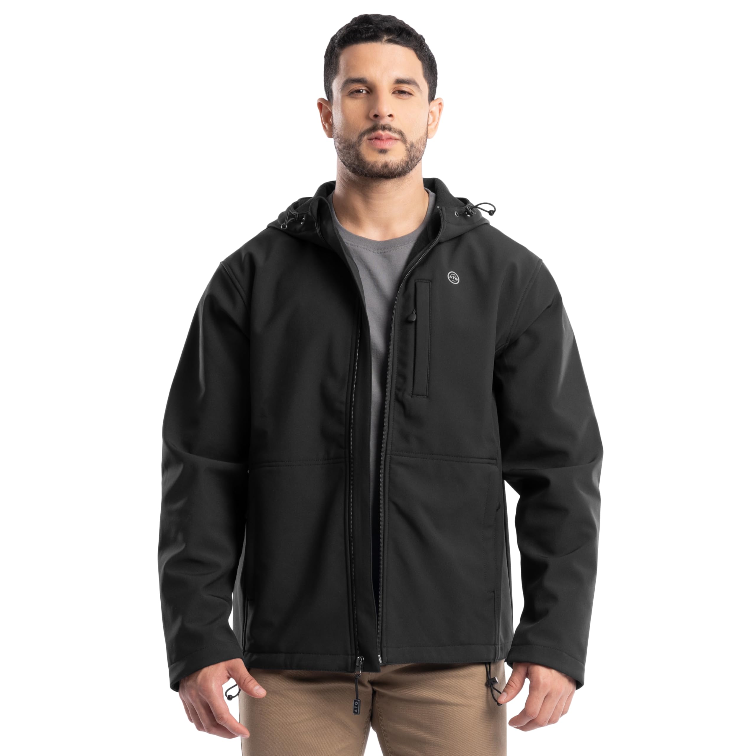 ATG by Wrangler Men's Soft Shell Hooded Jacket, Black, 3XL