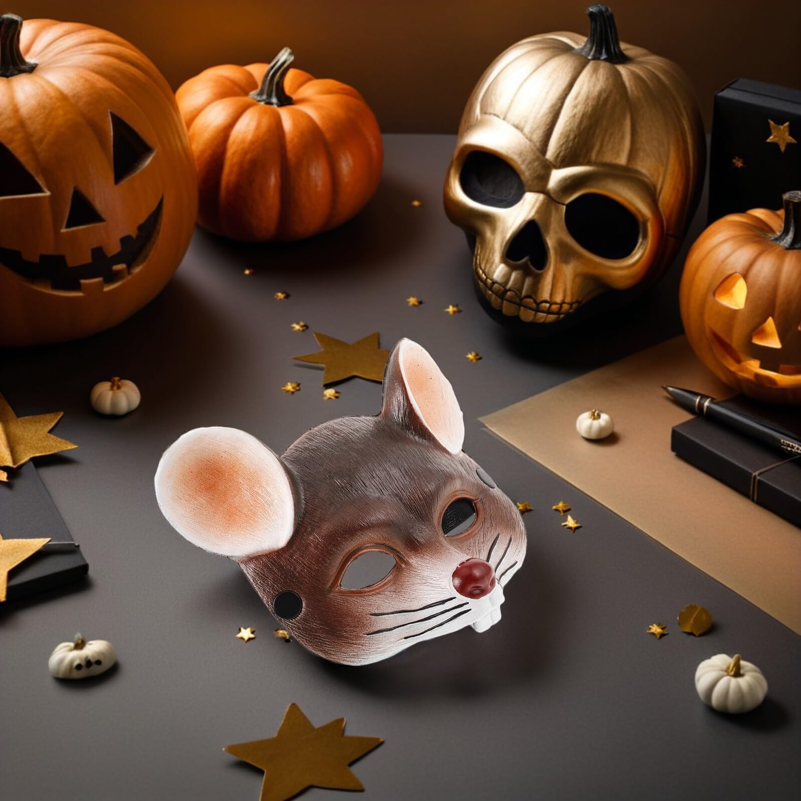 3 Pezzi Maschere a Forma di Roditore in Schiuma PU Grigio Chiaro Grigio Scuro Marrone per Adulti Maschere Realistiche per Carnevale Halloween Feste in Maschera e Cosplay