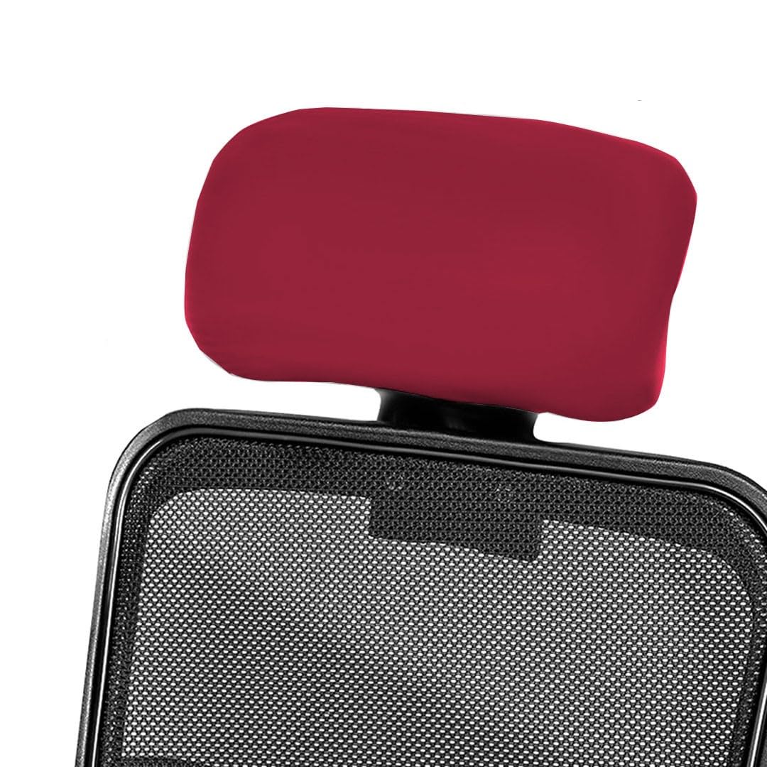 HOTKEI Maroon Soft Polyester Office Chair Headrest Cover Elastic Removable Washable Stain Proof Computer Executive Rotating Chair Head Rest Slipcover Protector Covers for Office Chair-picture-27
