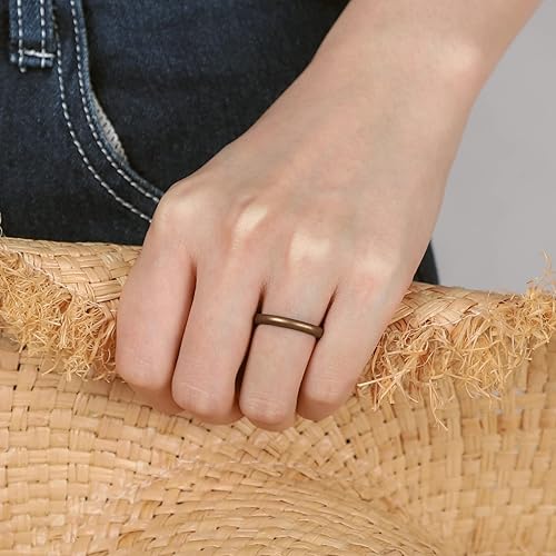 Vista 4 de Egnaro - Anillos de boda de goma de silicona para mujer, delgados, apilables, anillo de promesa para hacer ejercicio, para regalo o aniversario