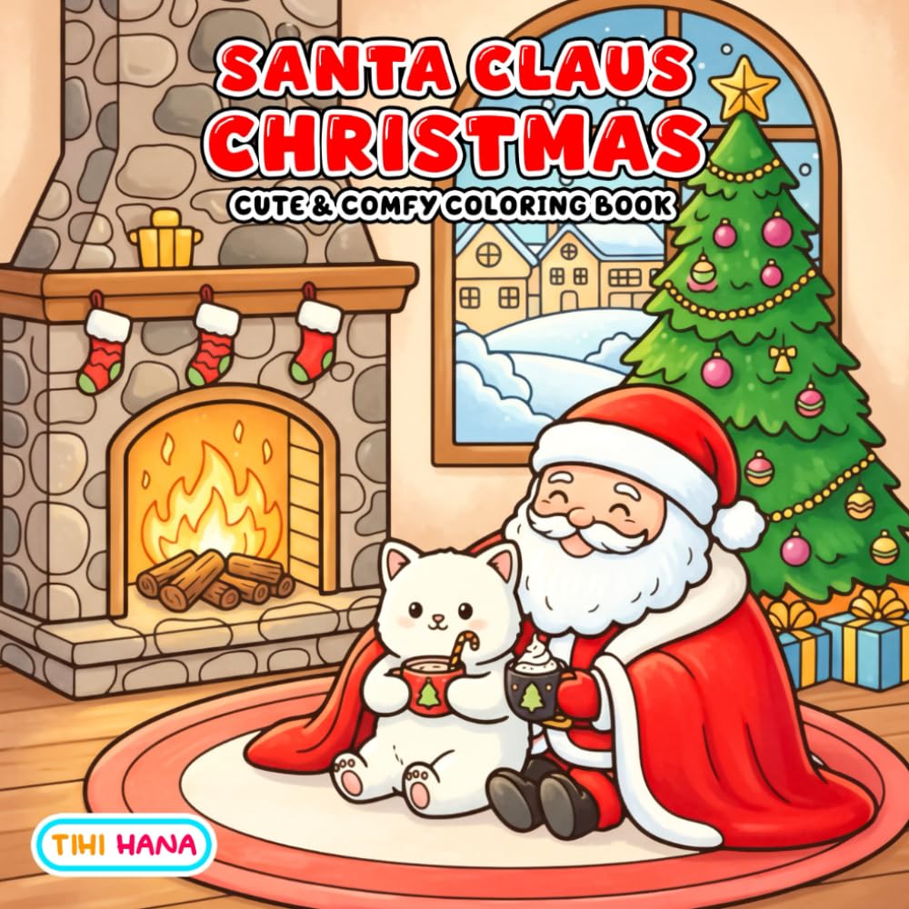 Santa Claus Christmas Coloring Book: Cute Comfy Holiday Scenes with Santa, Cozy Moments, and Festive Cheer