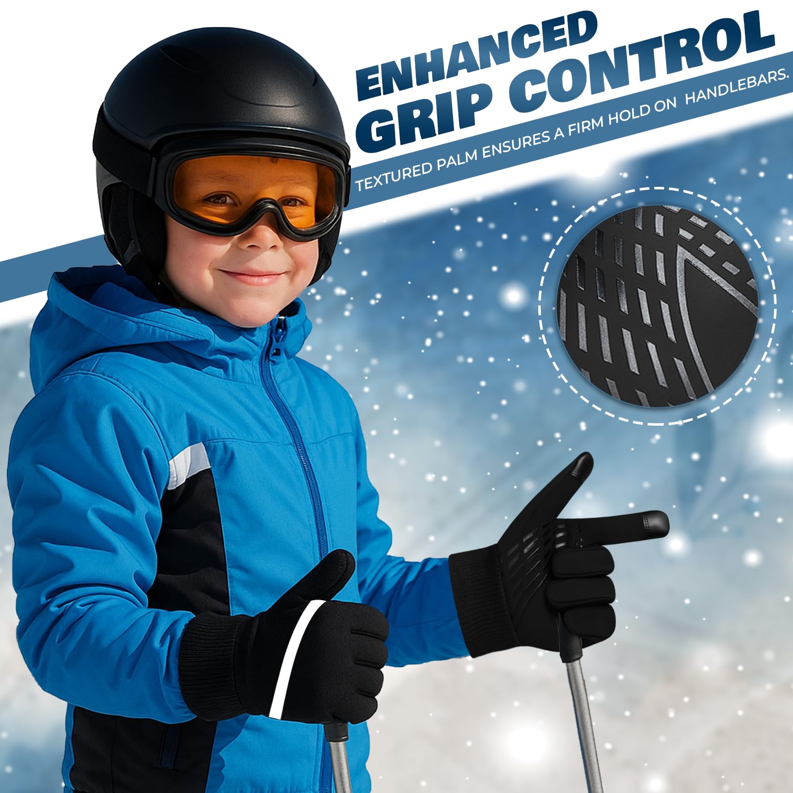 WESTWOOD FOX WFX - Guantes térmicos de invierno para niños, antideslizantes, cálidos, resistentes al viento, guantes de ciclismo para niños y niñas, 6-12, para correr, deportes de fútbol al aire libre