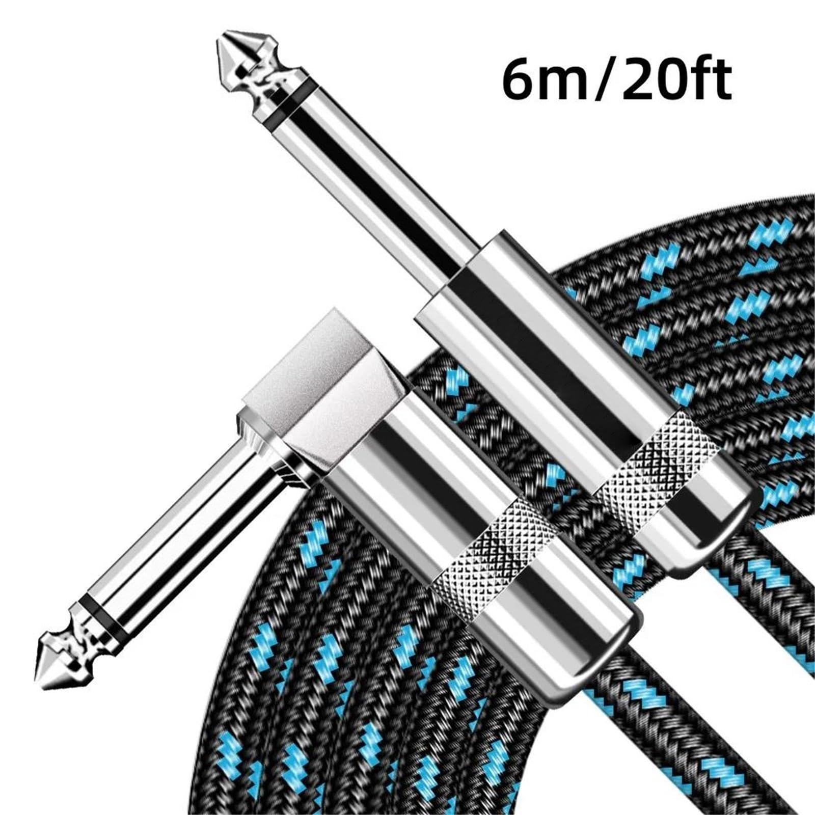 Pleciony Kabel Gitarowy Prosty Do Kąta Prostego | Tłumienie hałasu, aby zapewnić szybką i płynną transmisję sygnału, trwałe.(Type2 6m)