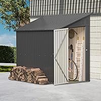 Vista 13 de Cobertizo de almacenamiento de metal resistente de 8 x 12 pies, puertas con doble cerradura, marco de suelo impermeable y protección para todo tipo