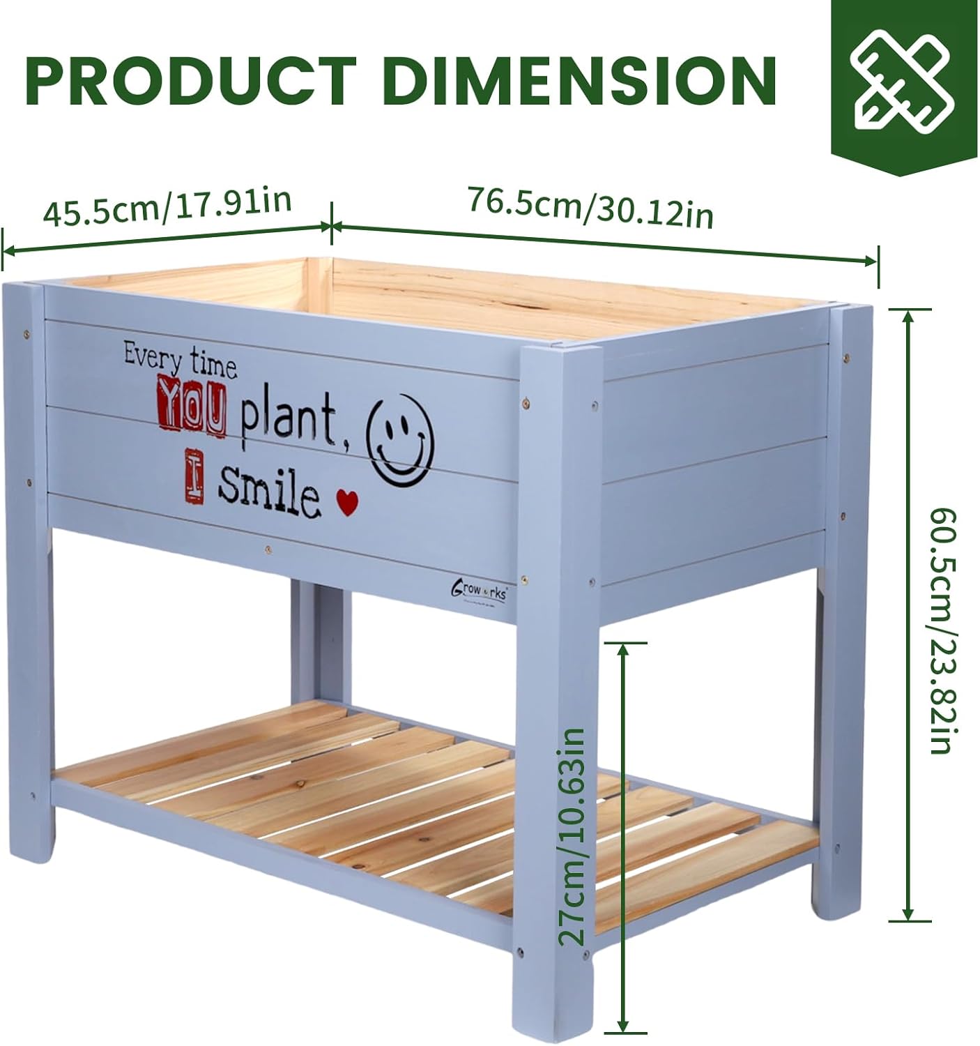 Raised Garden Bed for Kids - 30”L*18”W*24”H Elevated Wooden Planter Box Stand, Backyard, Patio, Balcony w/Bed Liner, 180lb Capacity (Blue)