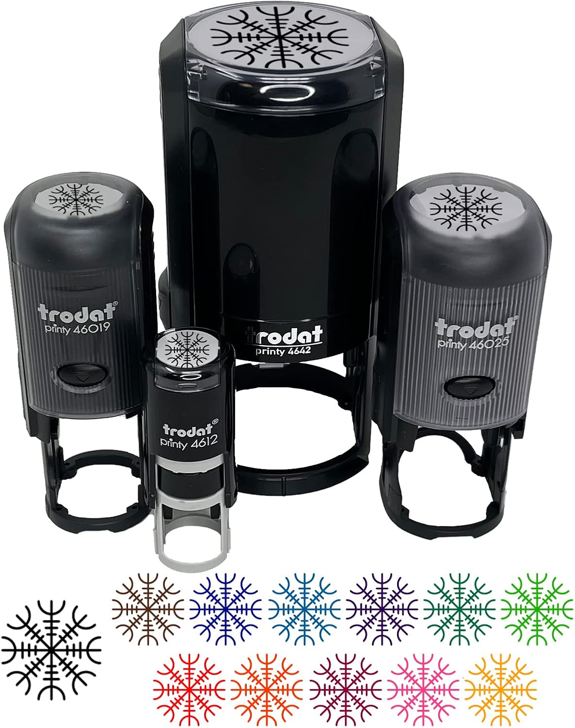 Aegishjalmur Helm of Awe Rune Viking Symbol of Protection Self-Inking Rubber Stamp Ink Stamper for Stamping Crafting Planners - 1-1/2 Inch Large - Black Ink