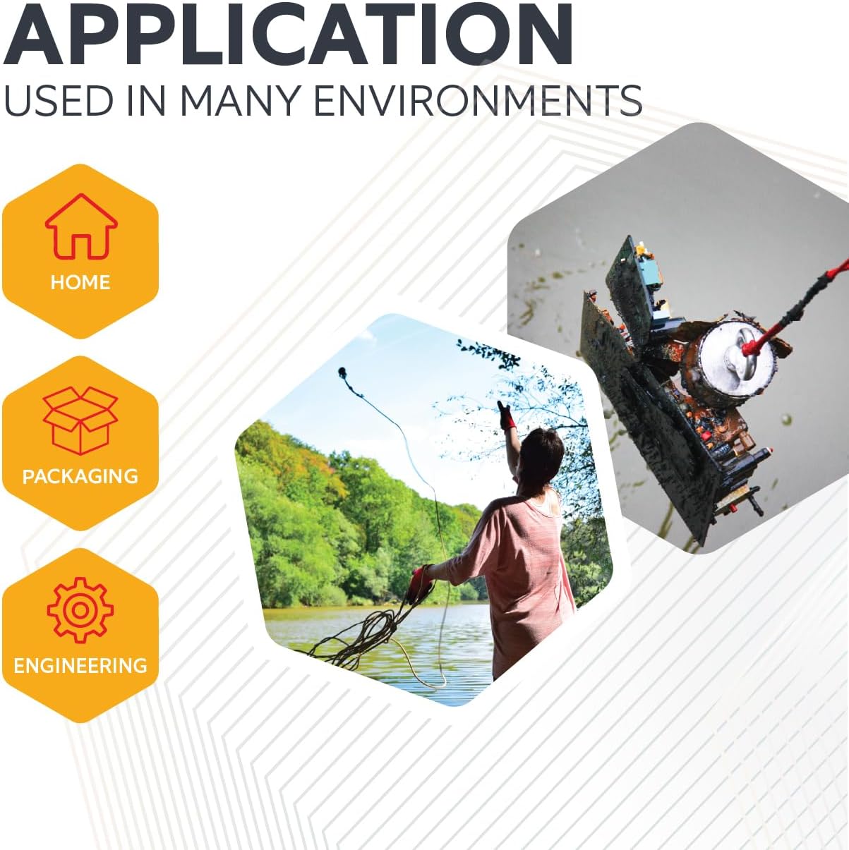 Magnet Expert Ø80 x 60mm Tall Ferrite Recovery Magnet [Ø3.15 x 2.36], M10 Eyebolt, 10M [32.8'] Rope, 60kg Pull [132 lbs], 1 Set