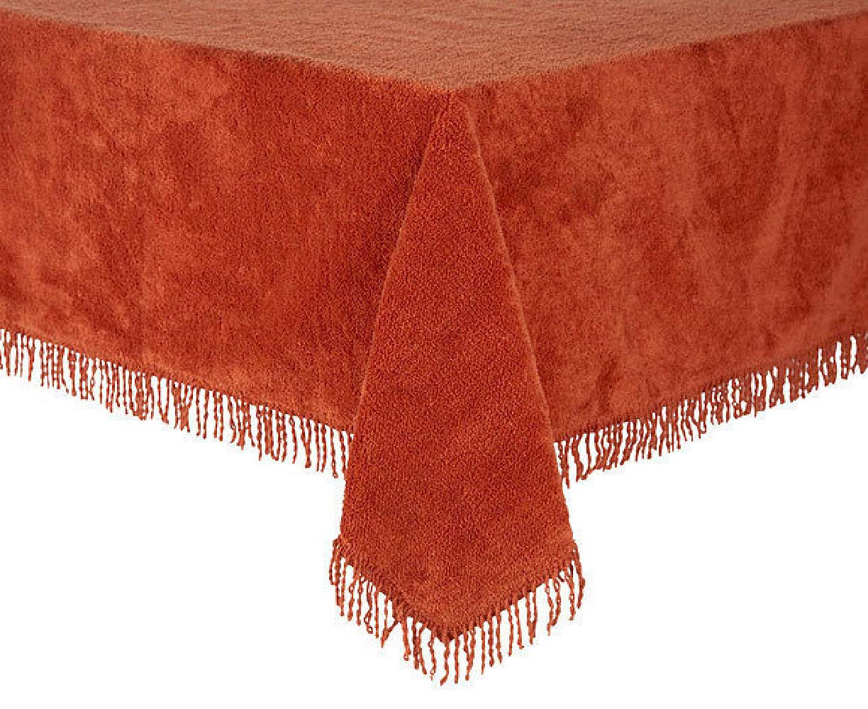 Diana Cowpe Rust Chenille Fringed Tablecloths | 100% Pure Cotton | Traditional Design | Opulent & Heavy | Many Colours & Sizes (137X137cm (54X54) Square, )