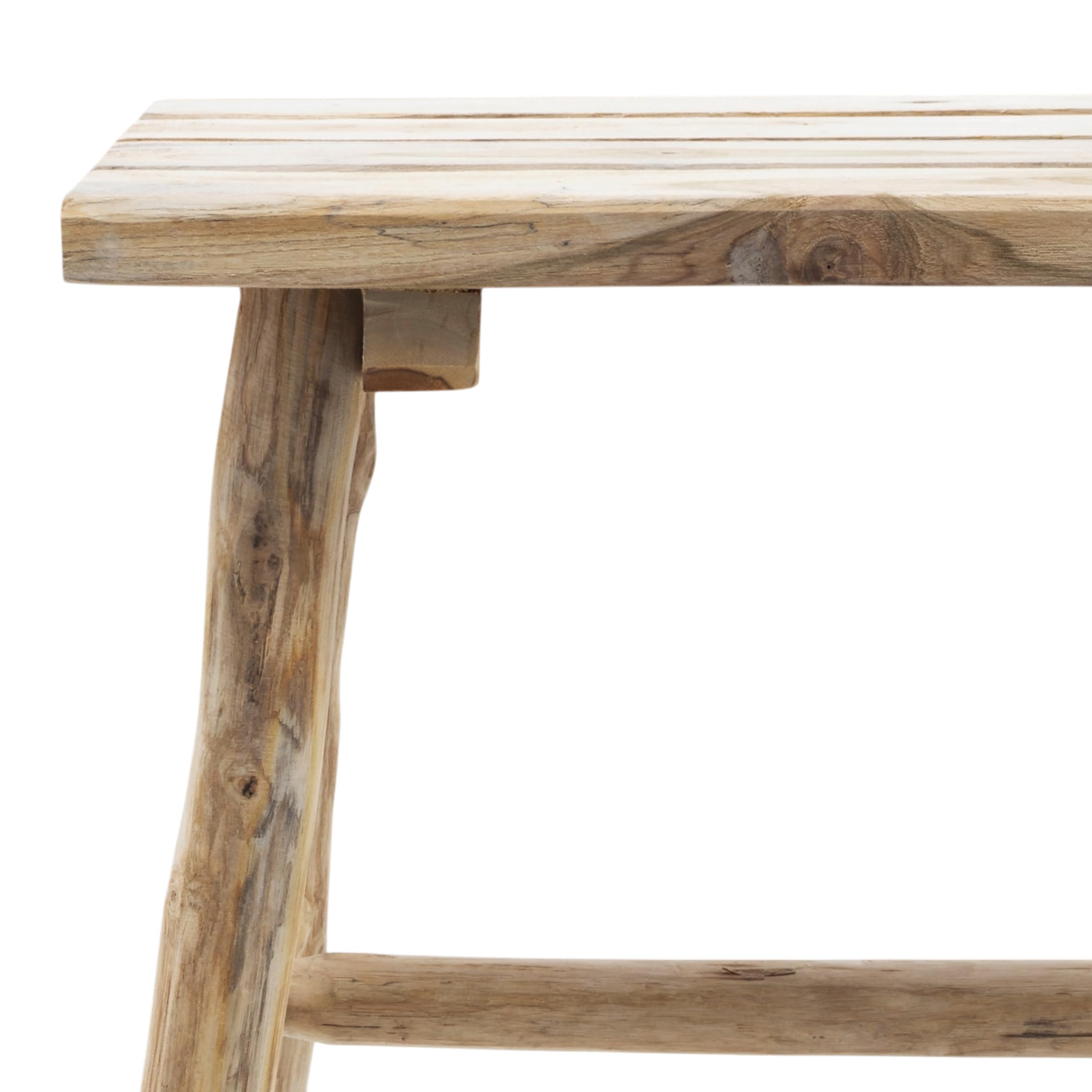 Spetebo Taburete rectangular de madera de teca, natural, 43 x 38 cm | Madera maciza, rústico, soporte para plantas, podio de flores, banco de madera en miniatura